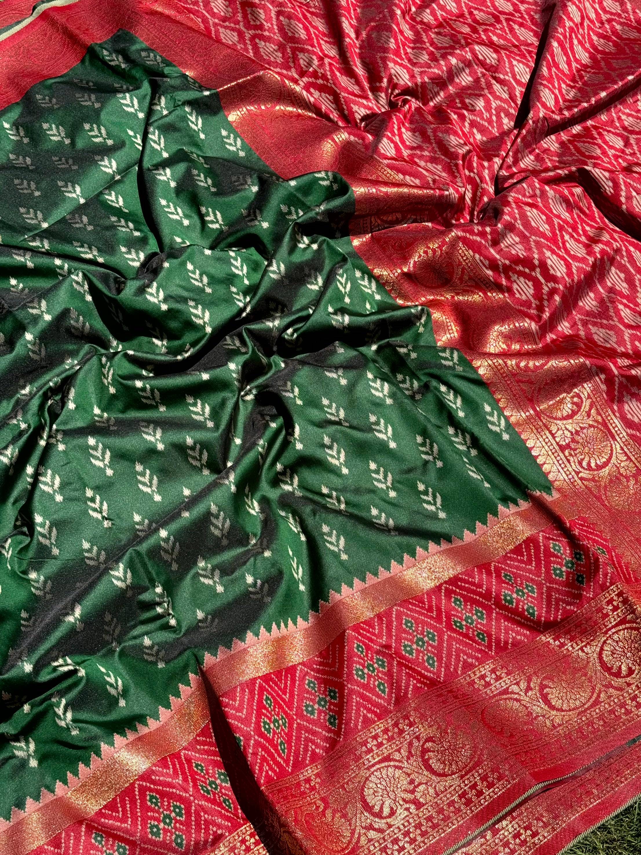 Radiance Green Soft Silk Ikkat Saree