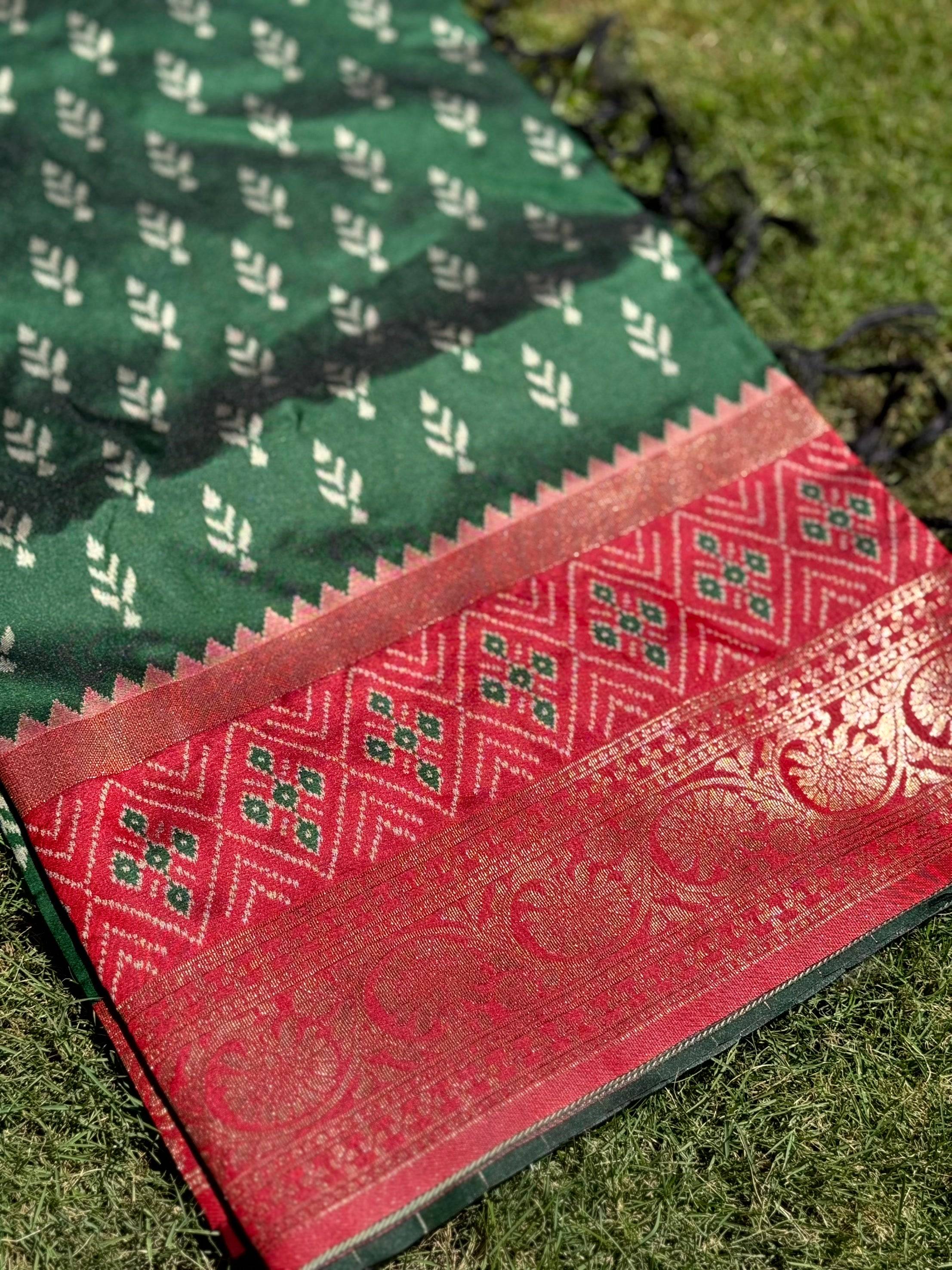 Radiance Green Soft Silk Ikkat Saree