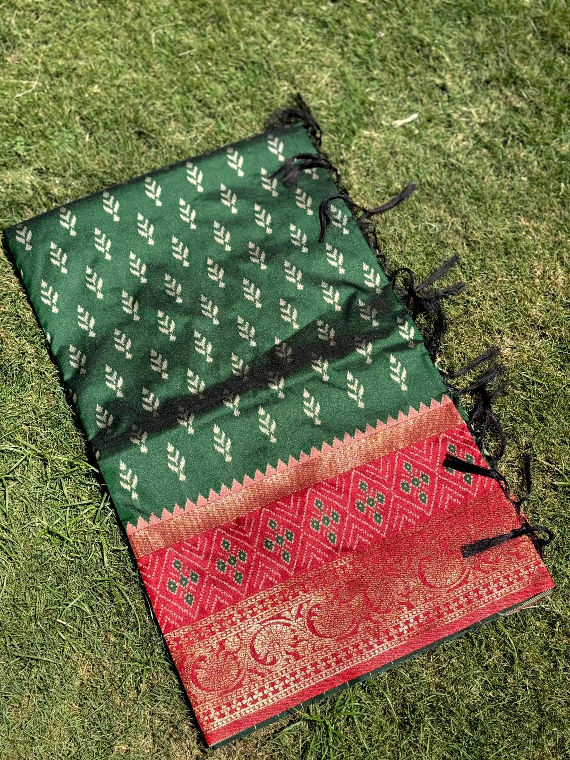 Radiance Green Soft Silk Ikkat Saree