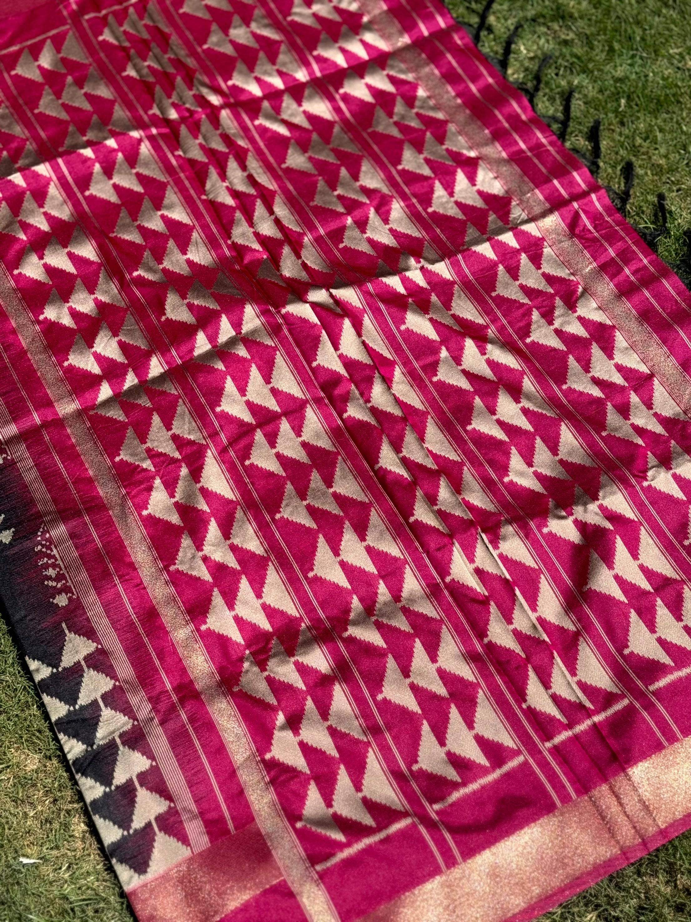 Radiant Black Soft Silk Ikkat Saree