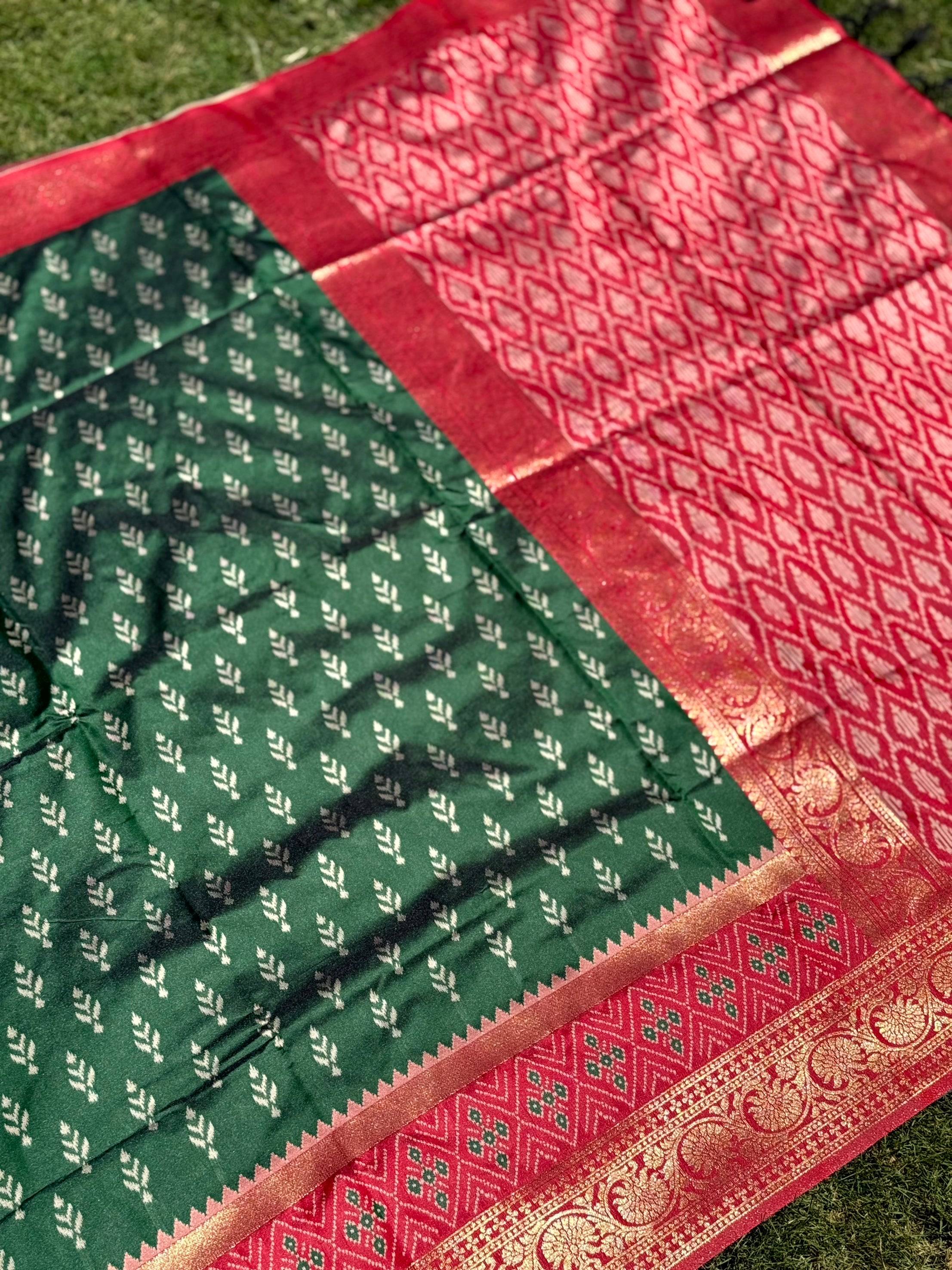 Radiance Green Soft Silk Ikkat Saree