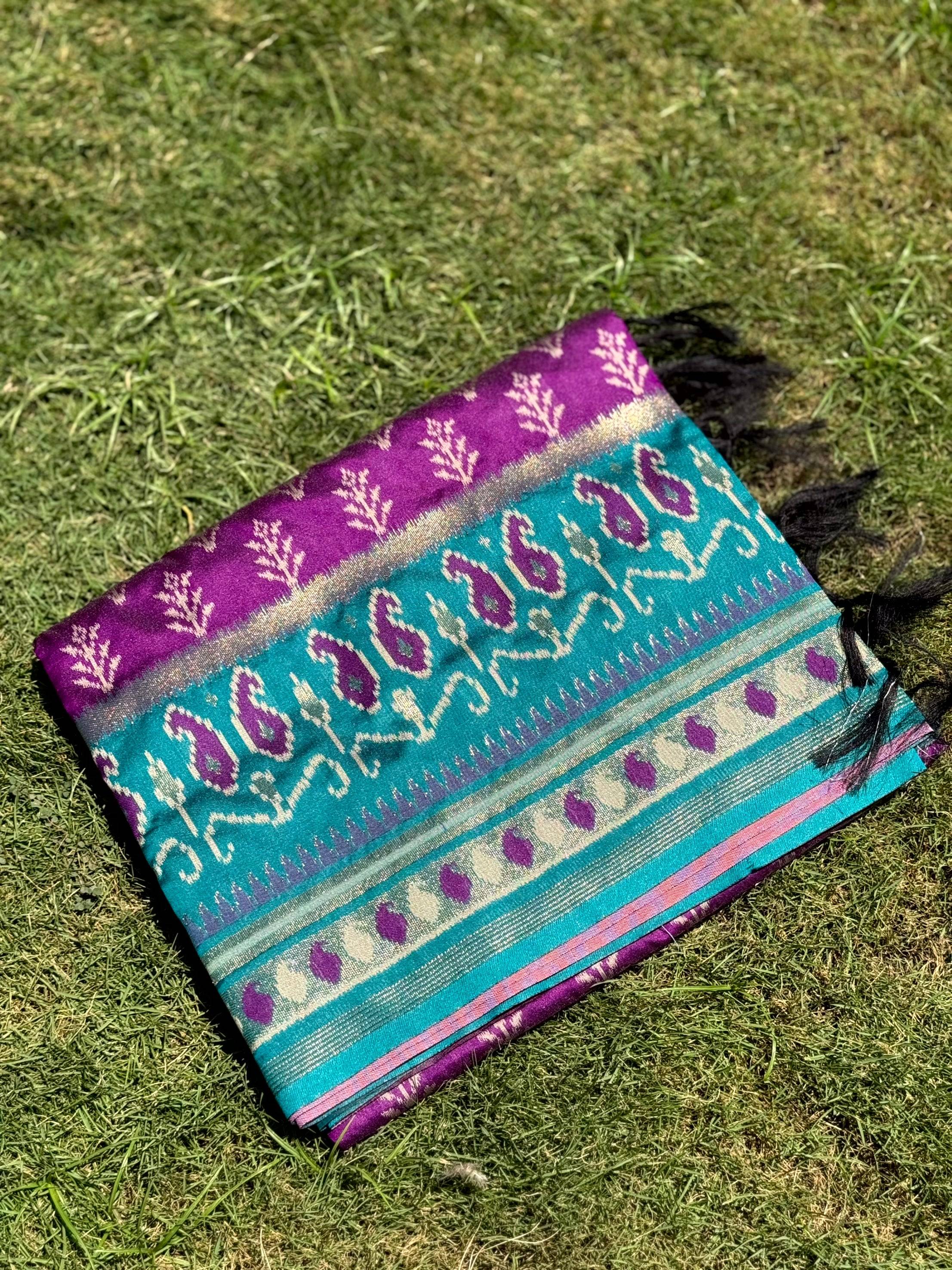 Majestic Wine Soft Silk Ikkat Saree