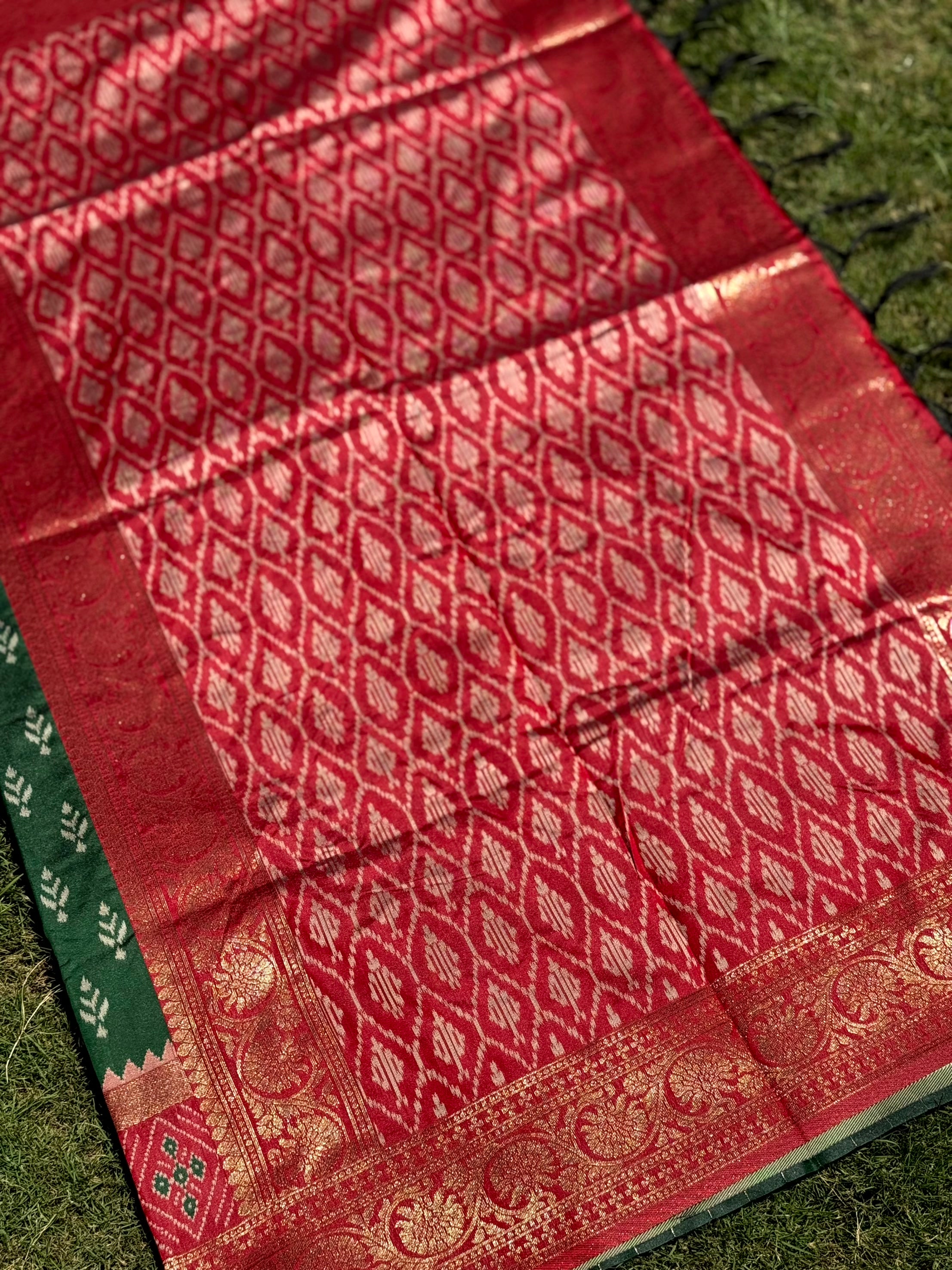 Radiance Green Soft Silk Ikkat Saree