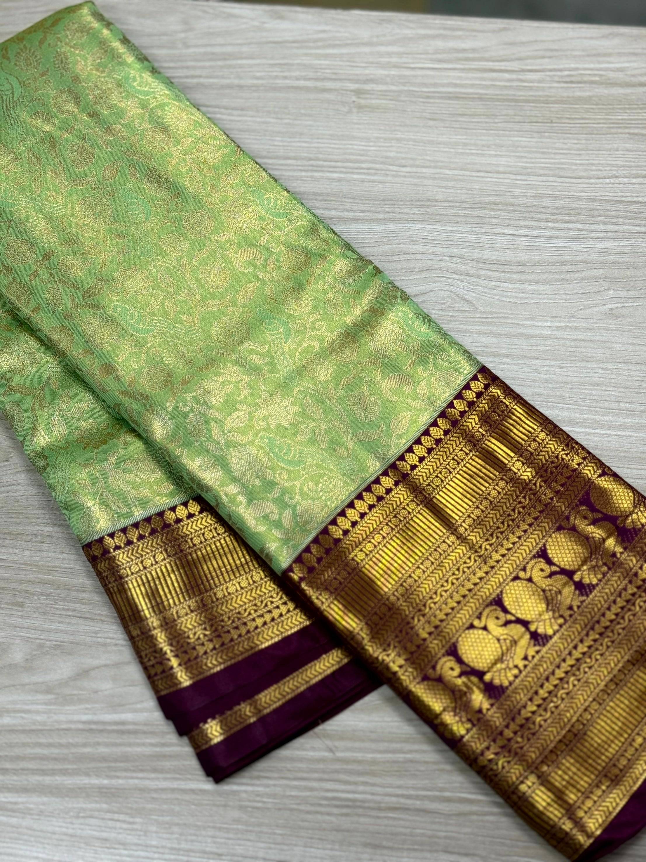 Pastel Mint Green Dharmavaram Silk Saree