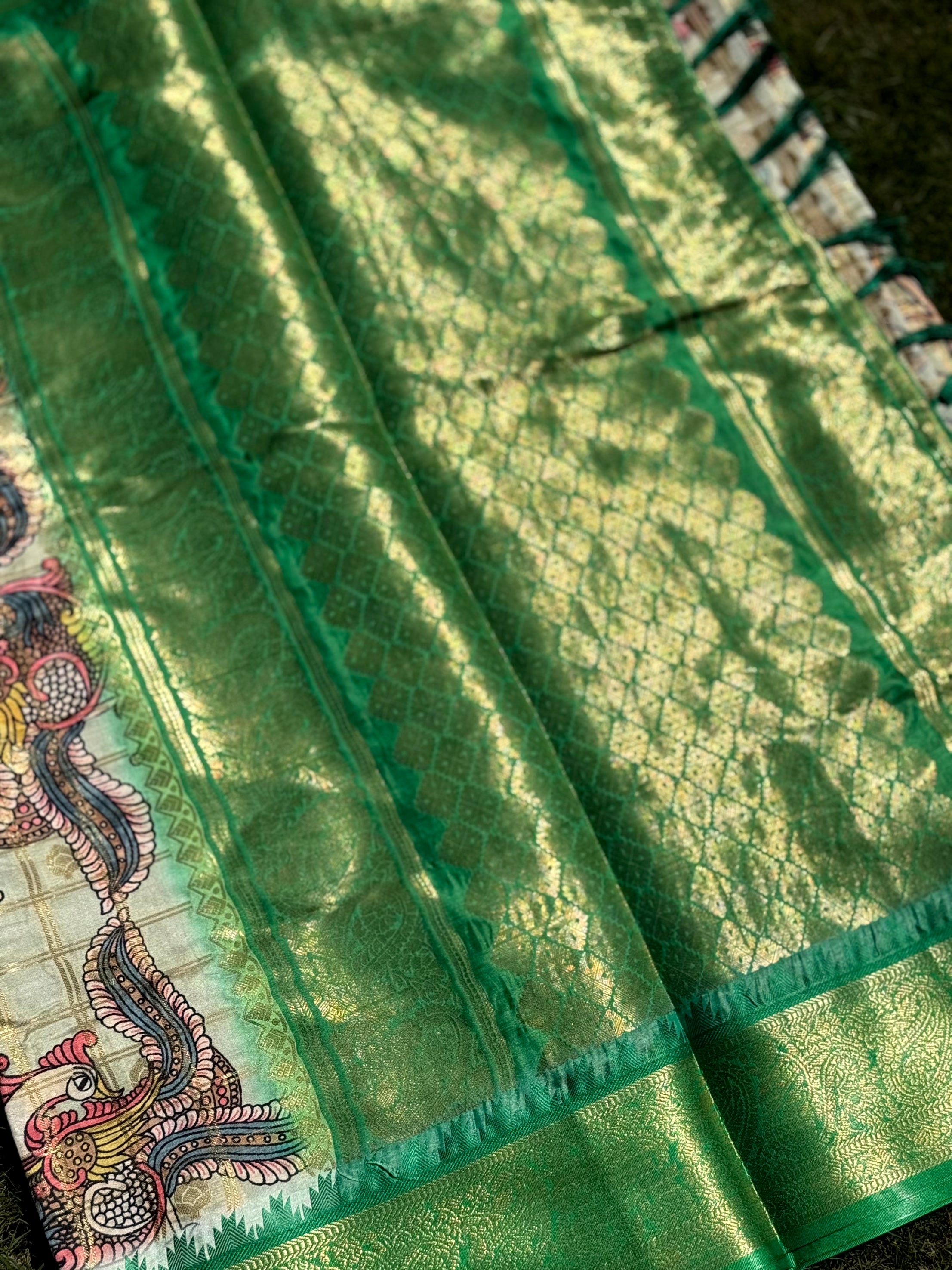 Regal Banarasi Kalamkari Printed Saree