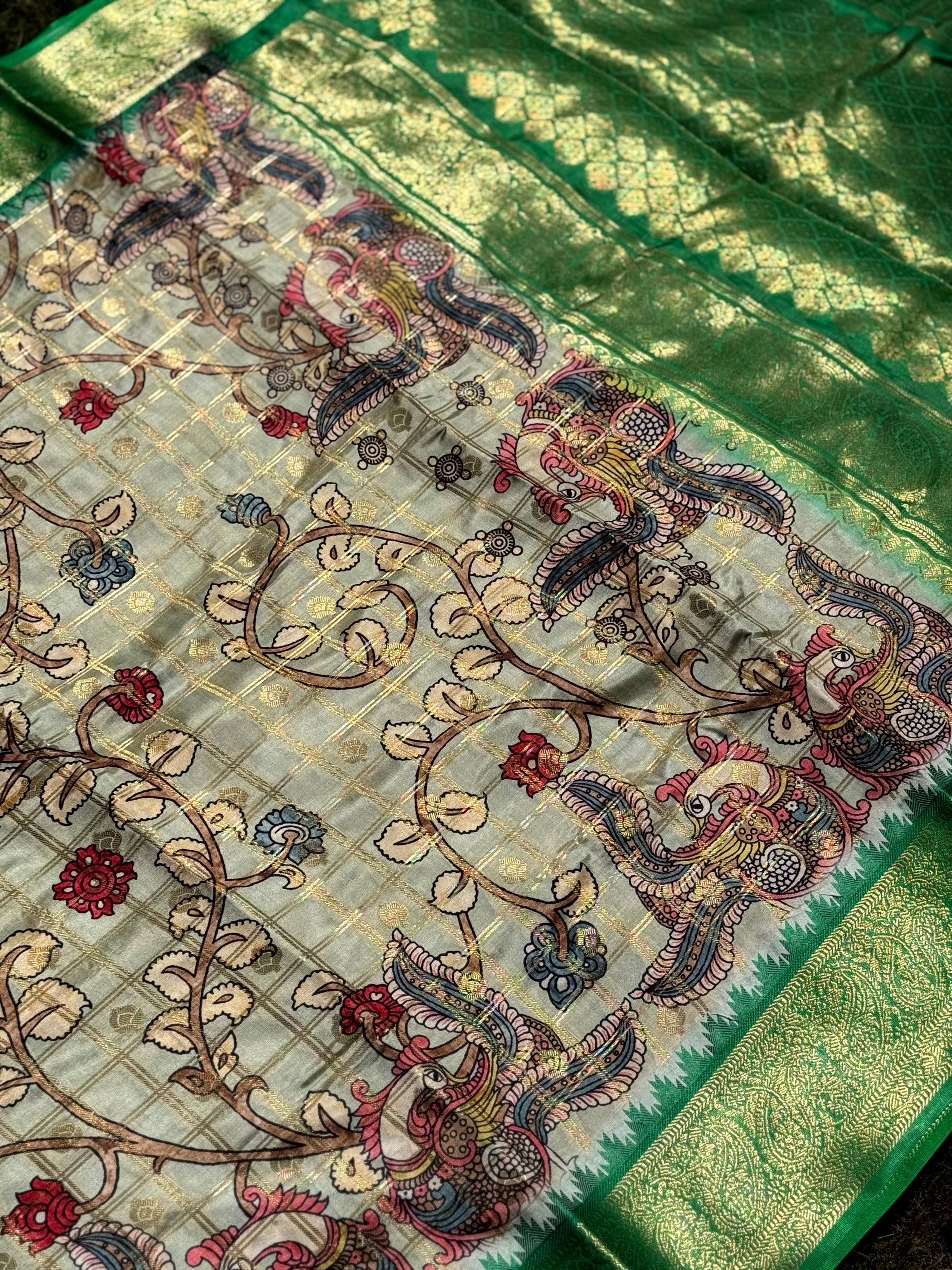 Regal Banarasi Kalamkari Printed Saree