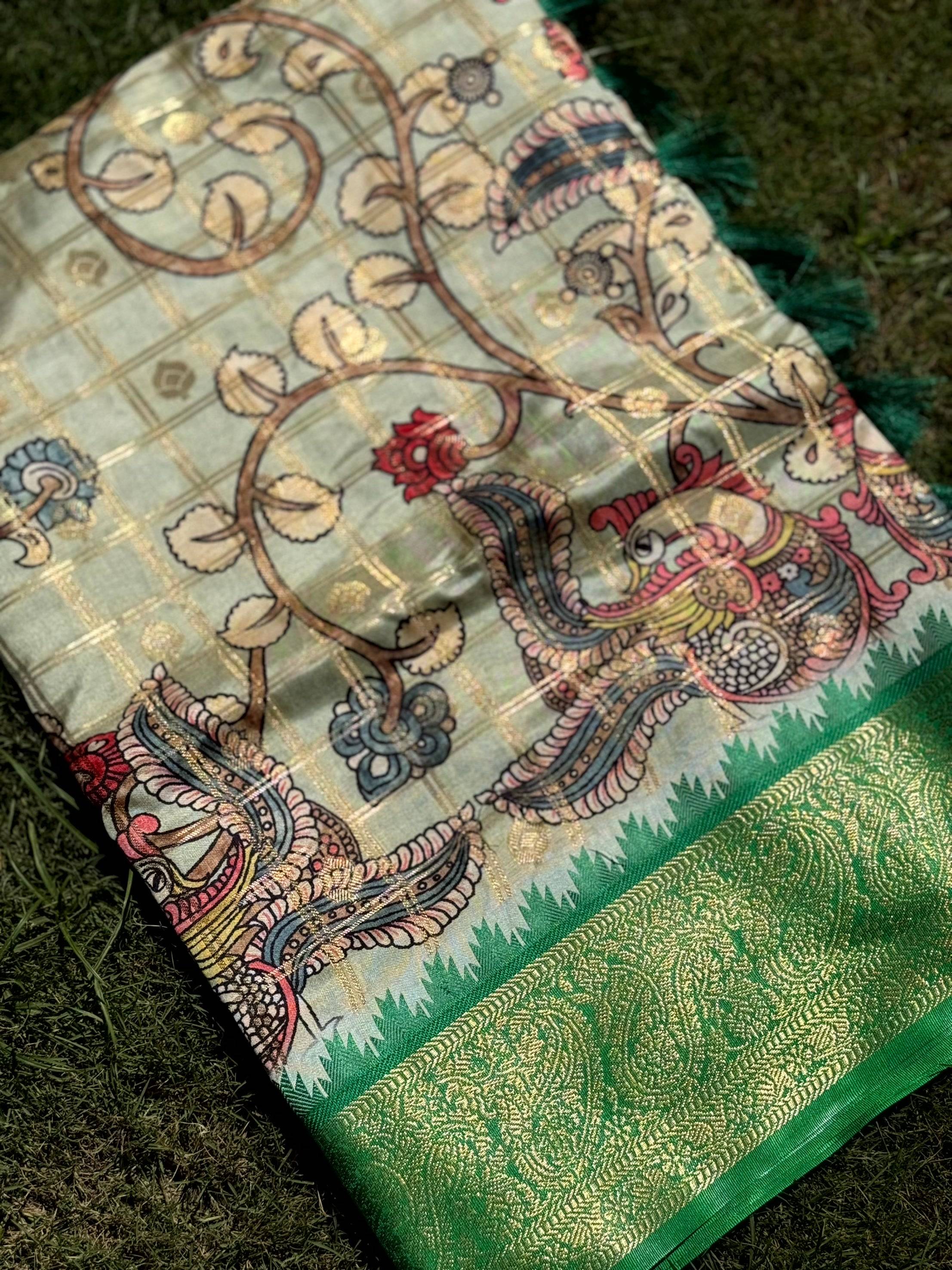 Regal Banarasi Kalamkari Printed Saree