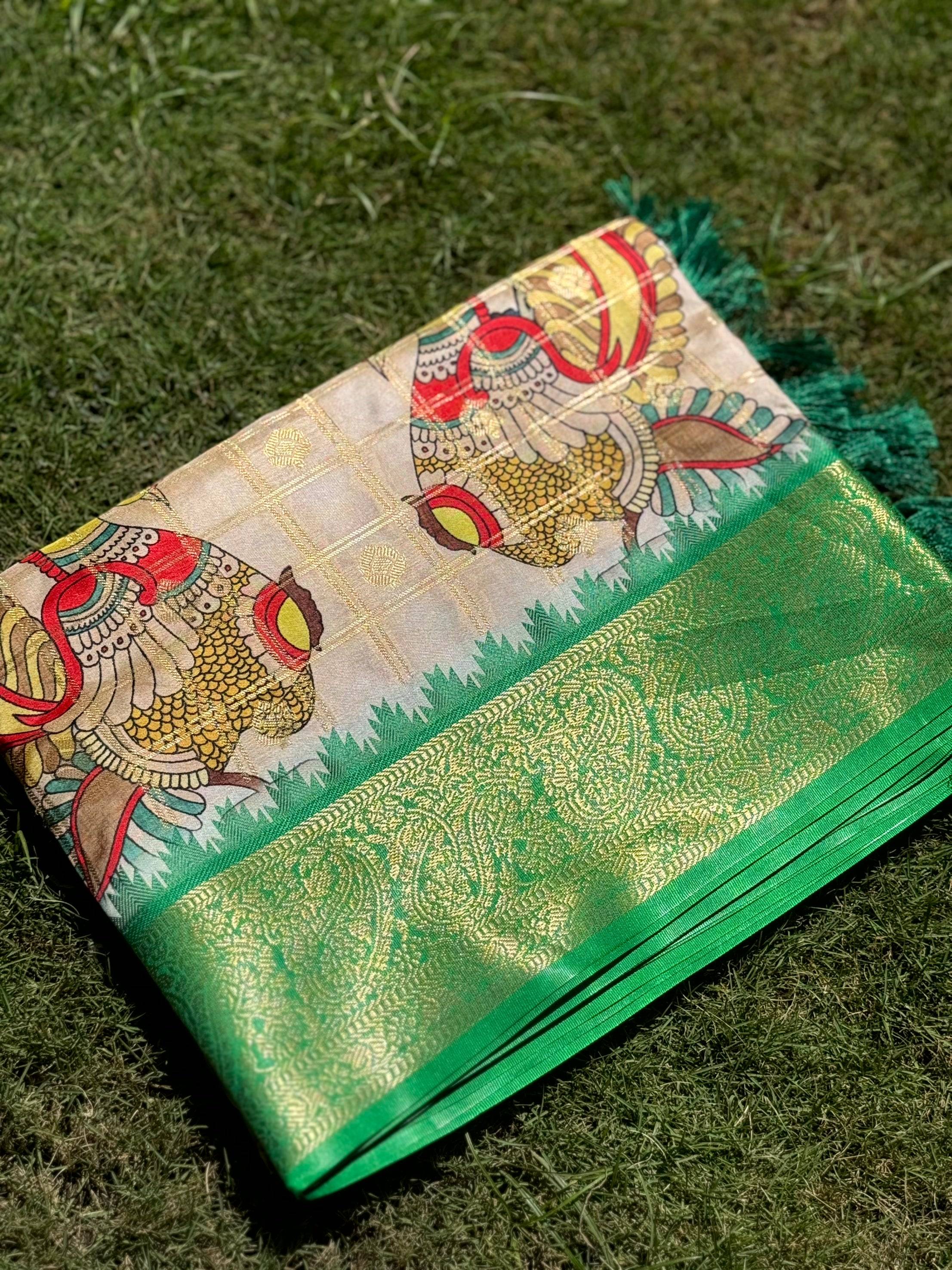 Regal Banarasi Kalamkari Printed Saree