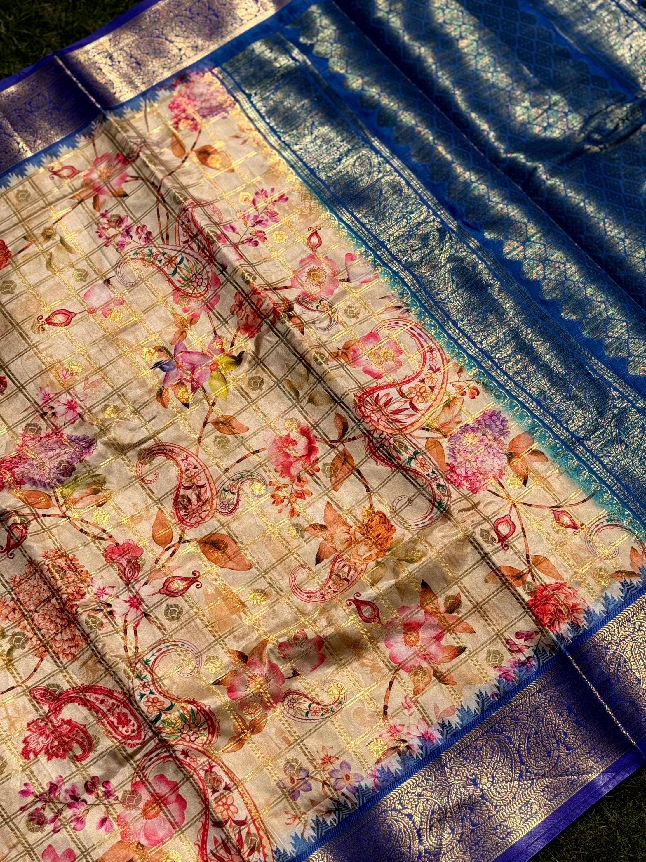 Heritage Banarasi Kalamkari Printed Saree