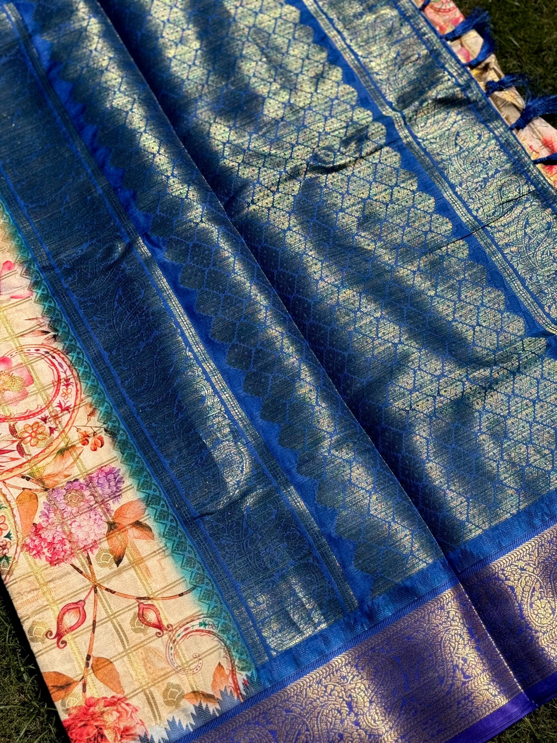 Heritage Banarasi Kalamkari Printed Saree