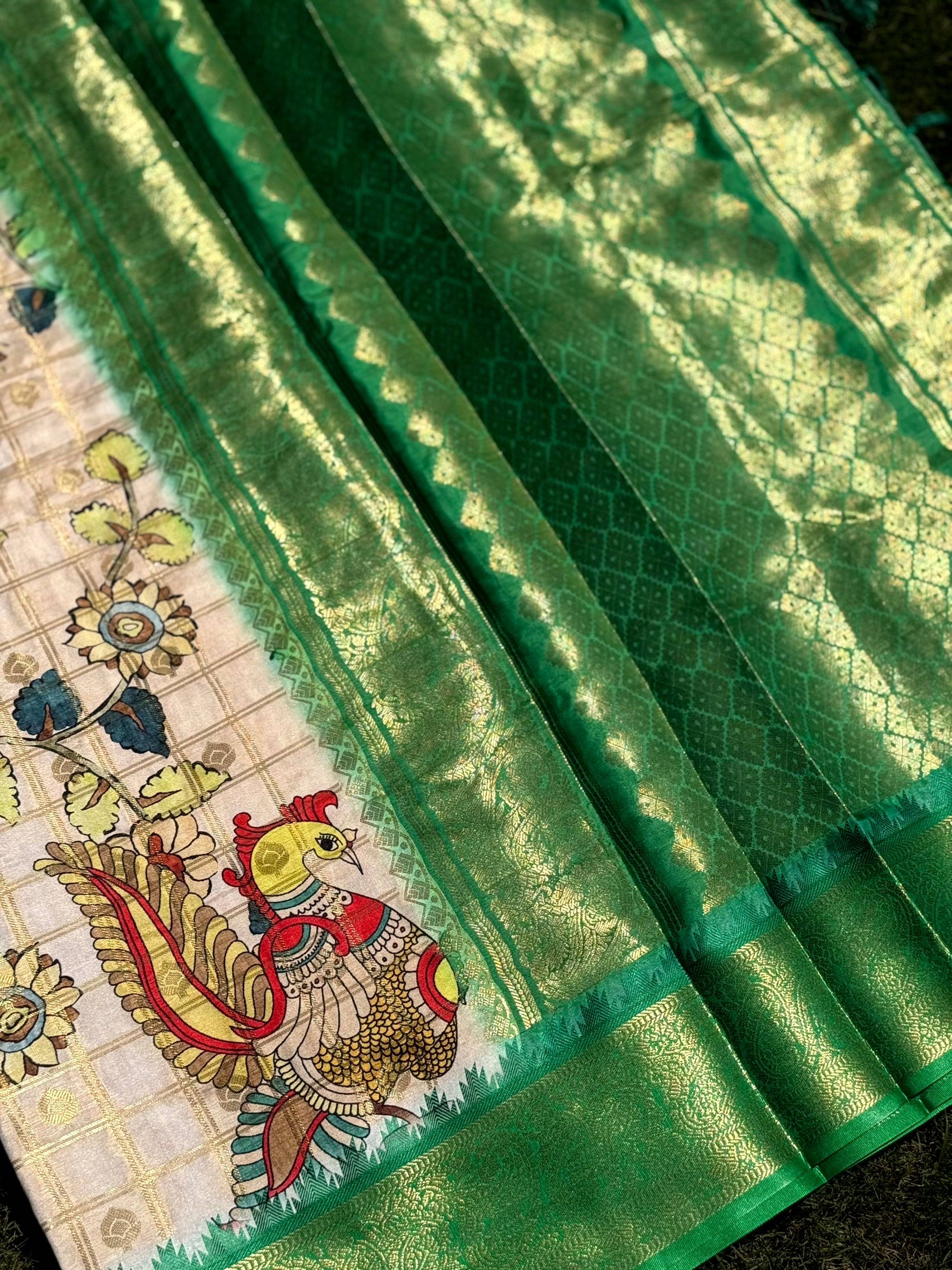 Vibrant Banarasi Kalamkari Printed Saree