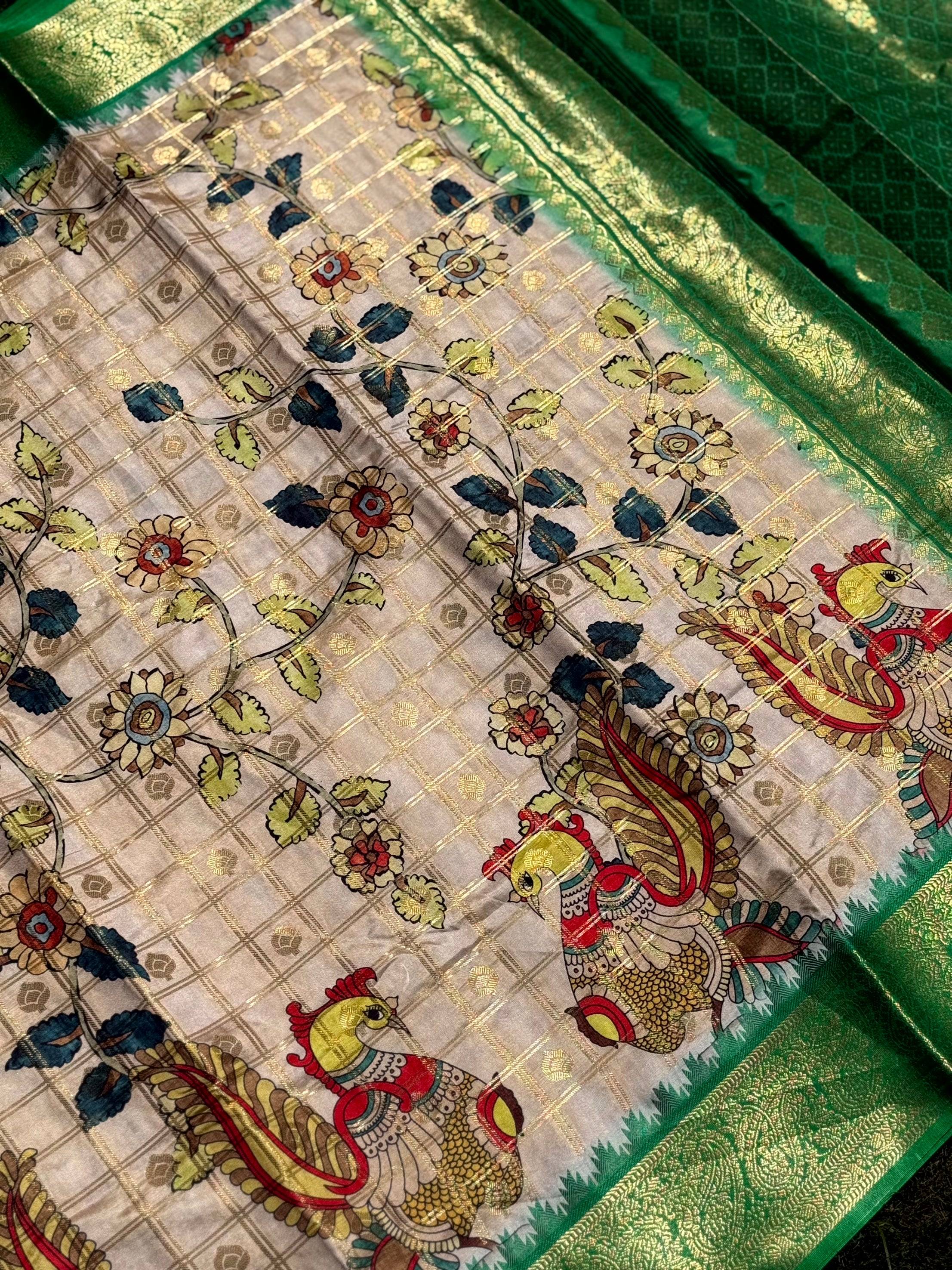 Vibrant Banarasi Kalamkari Printed Saree