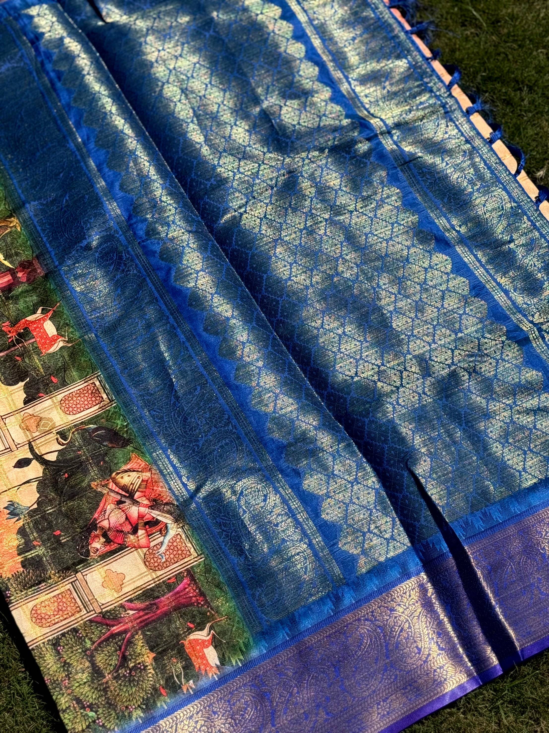 Radiant Banarasi Kalamkari Printed Saree