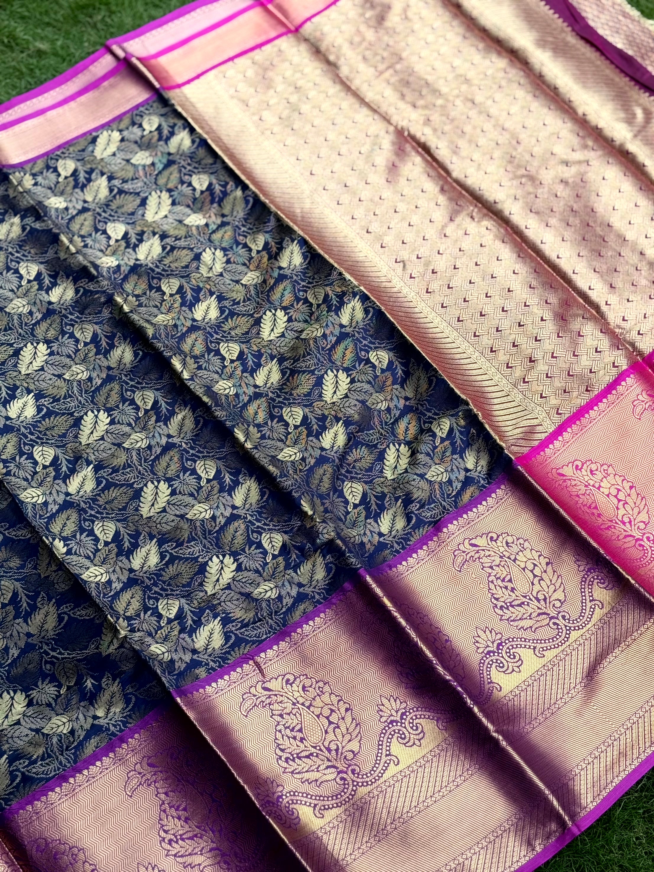 Stylish Navy Blue Kanjivaram Silk Saree