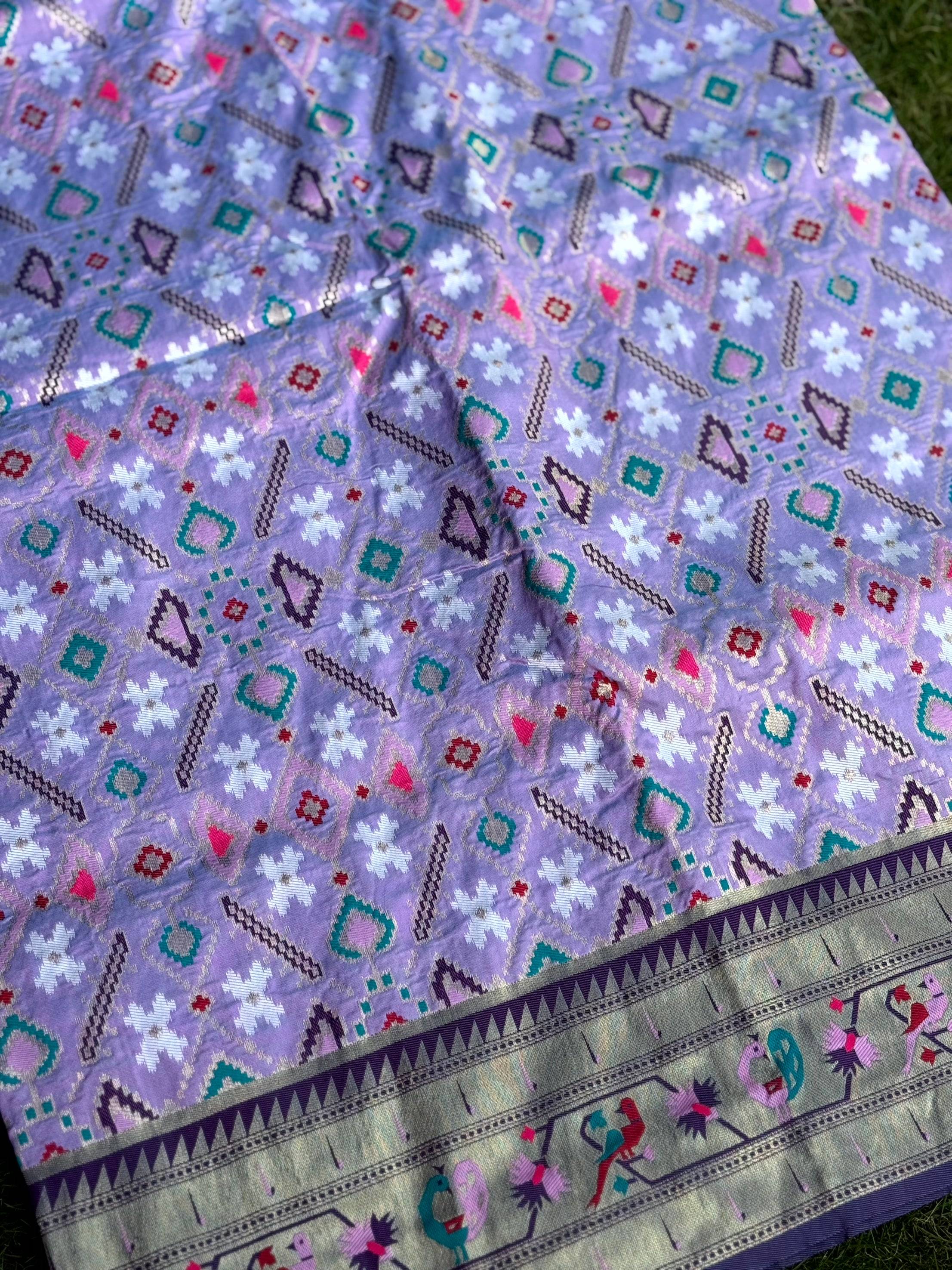 Light Lavender Patola Silk Zari Weaving Saree