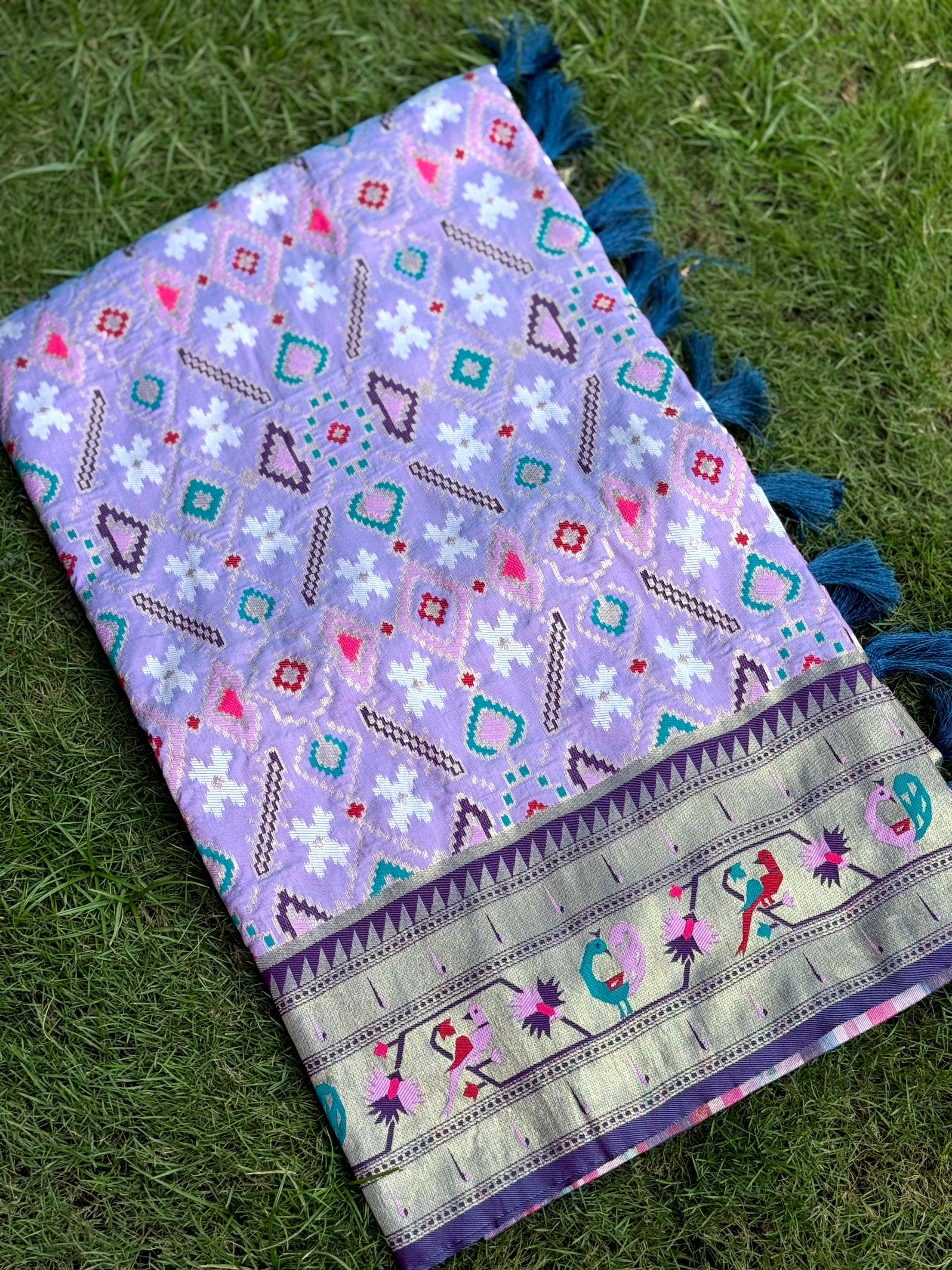 Light Lavender Patola Silk Zari Weaving Saree