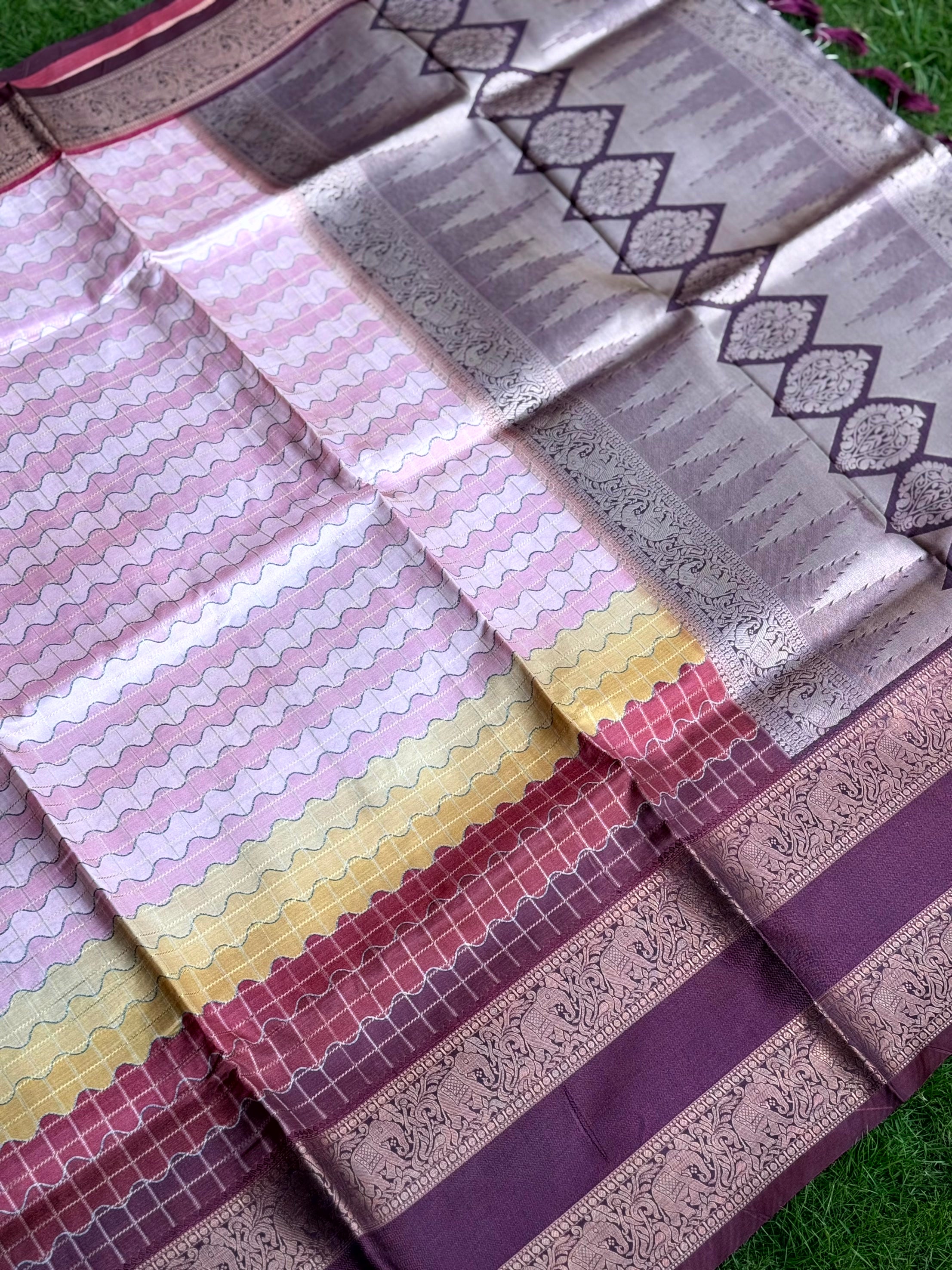 Radiant Soft Silk Rainbow Print Saree