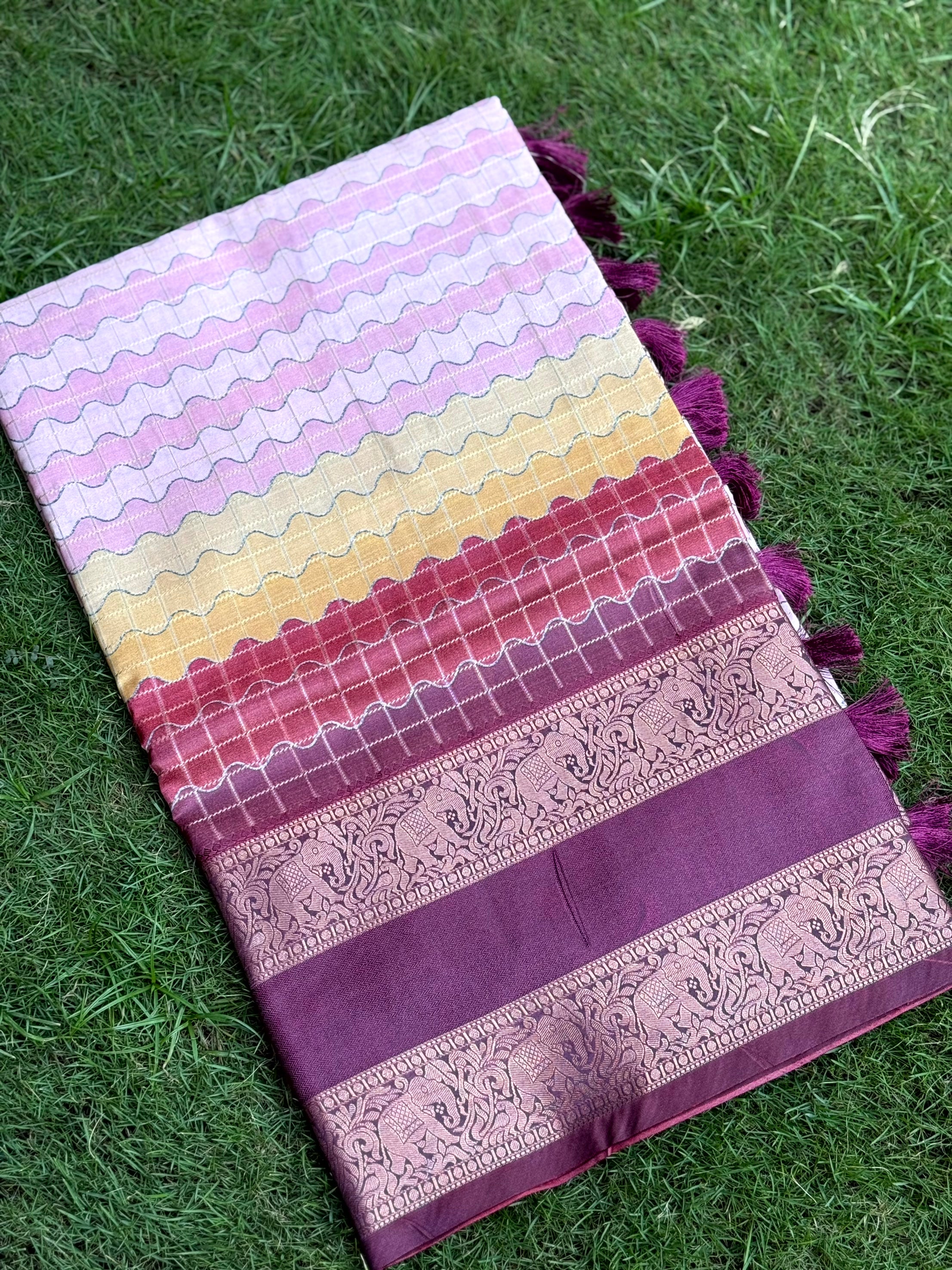 Radiant Soft Silk Rainbow Print Saree
