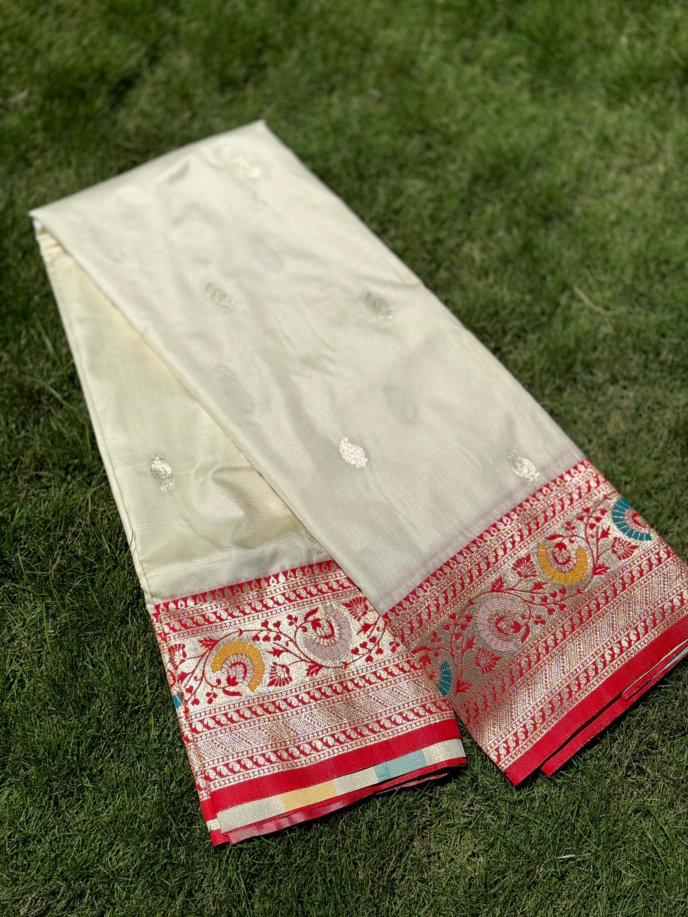 White Soft Silk Kanjivaram Saree