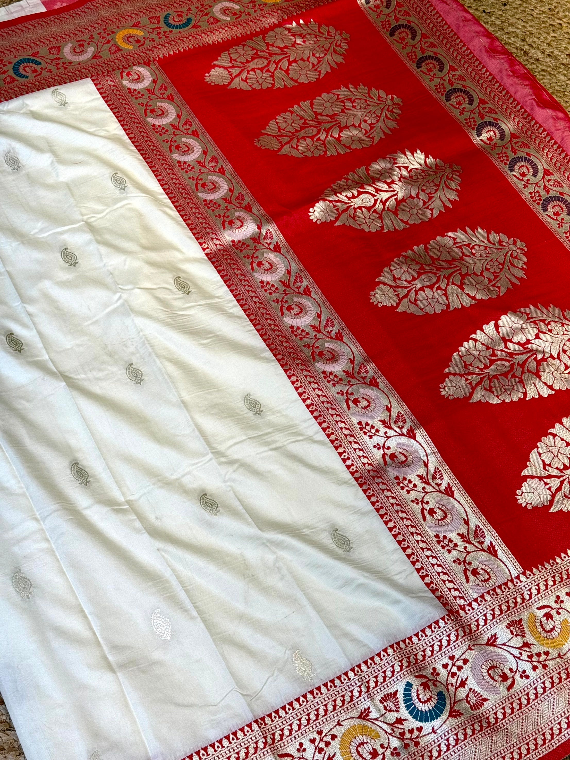 White Soft Silk Kanjivaram Saree