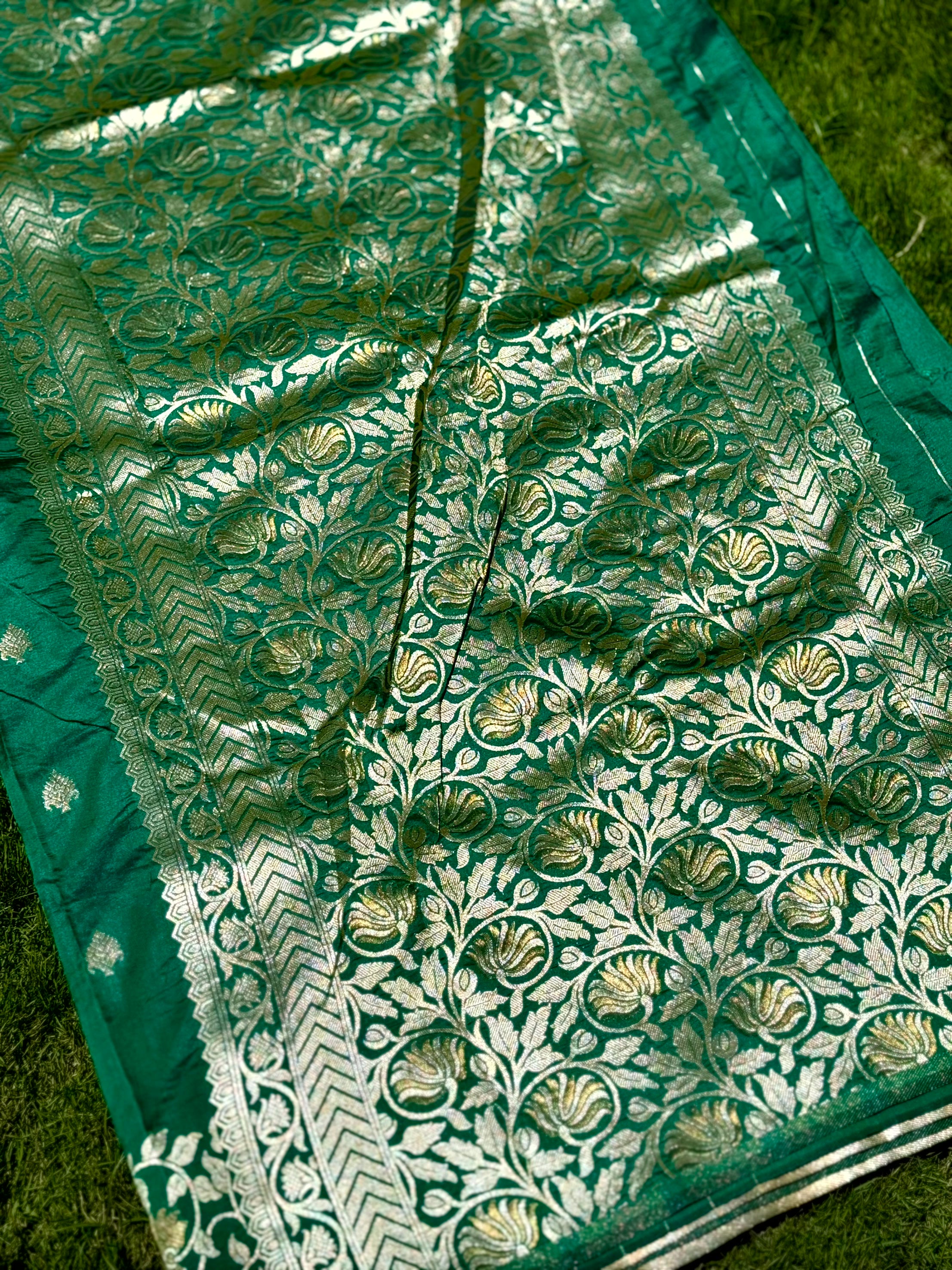 Emerald Green Soft Silk Kanjivaram Saree