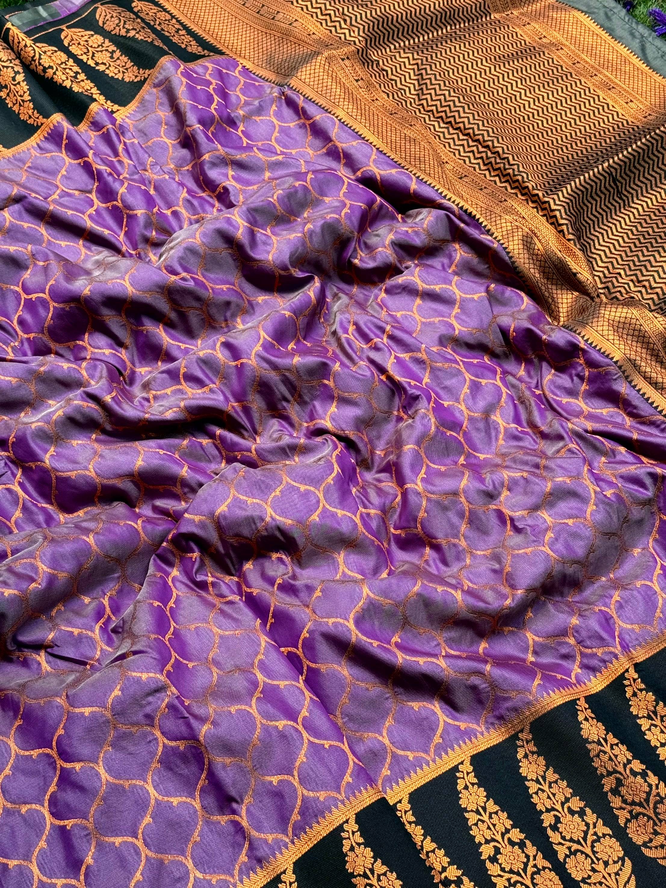 Lavender Soft Banarasi Katan Silk Saree