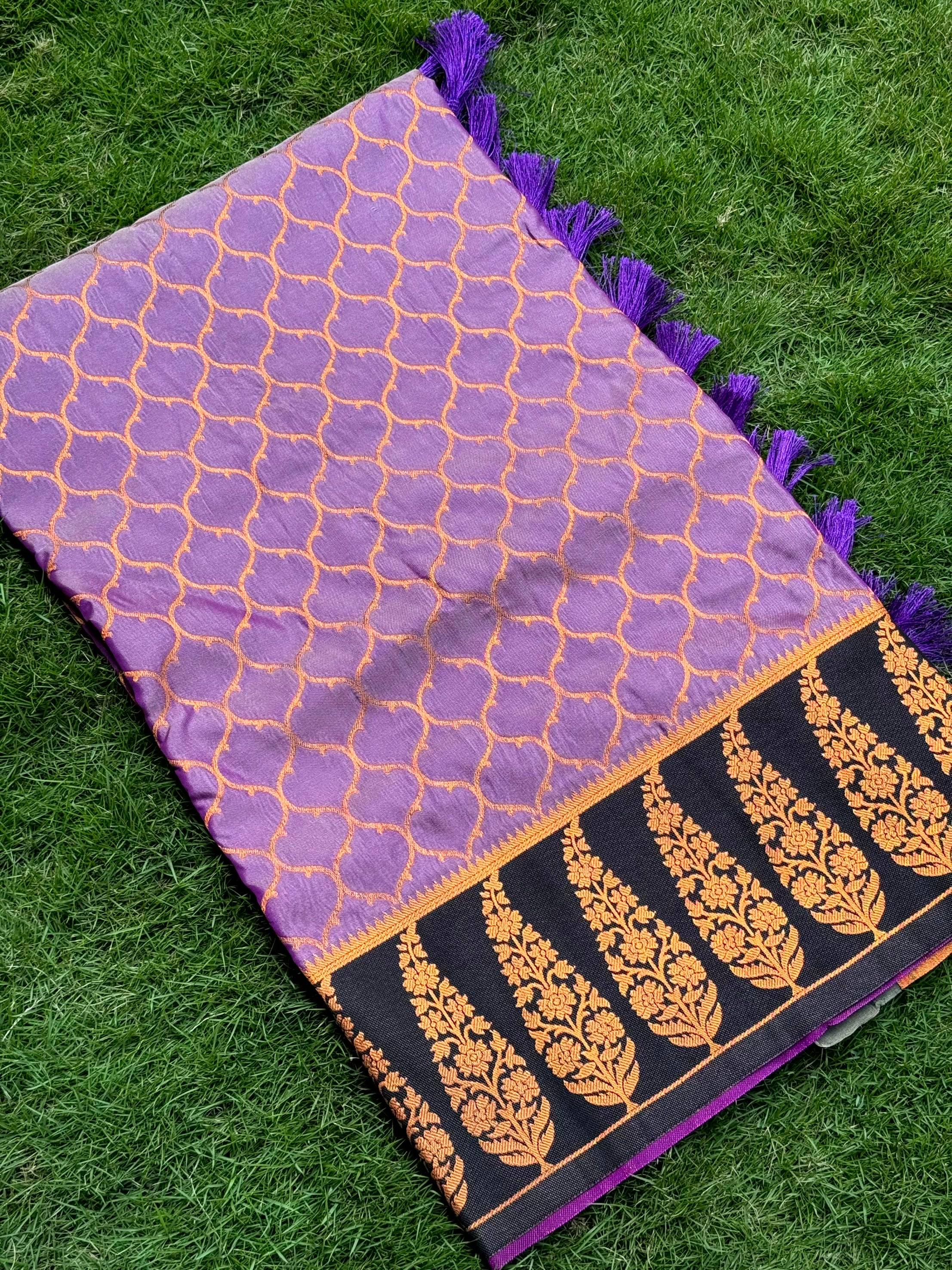 Lavender Soft Banarasi Katan Silk Saree