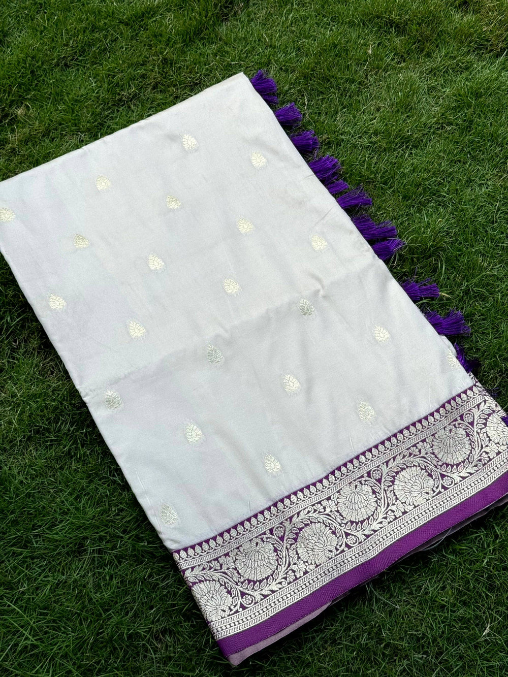White Soft Silk Feather Saree