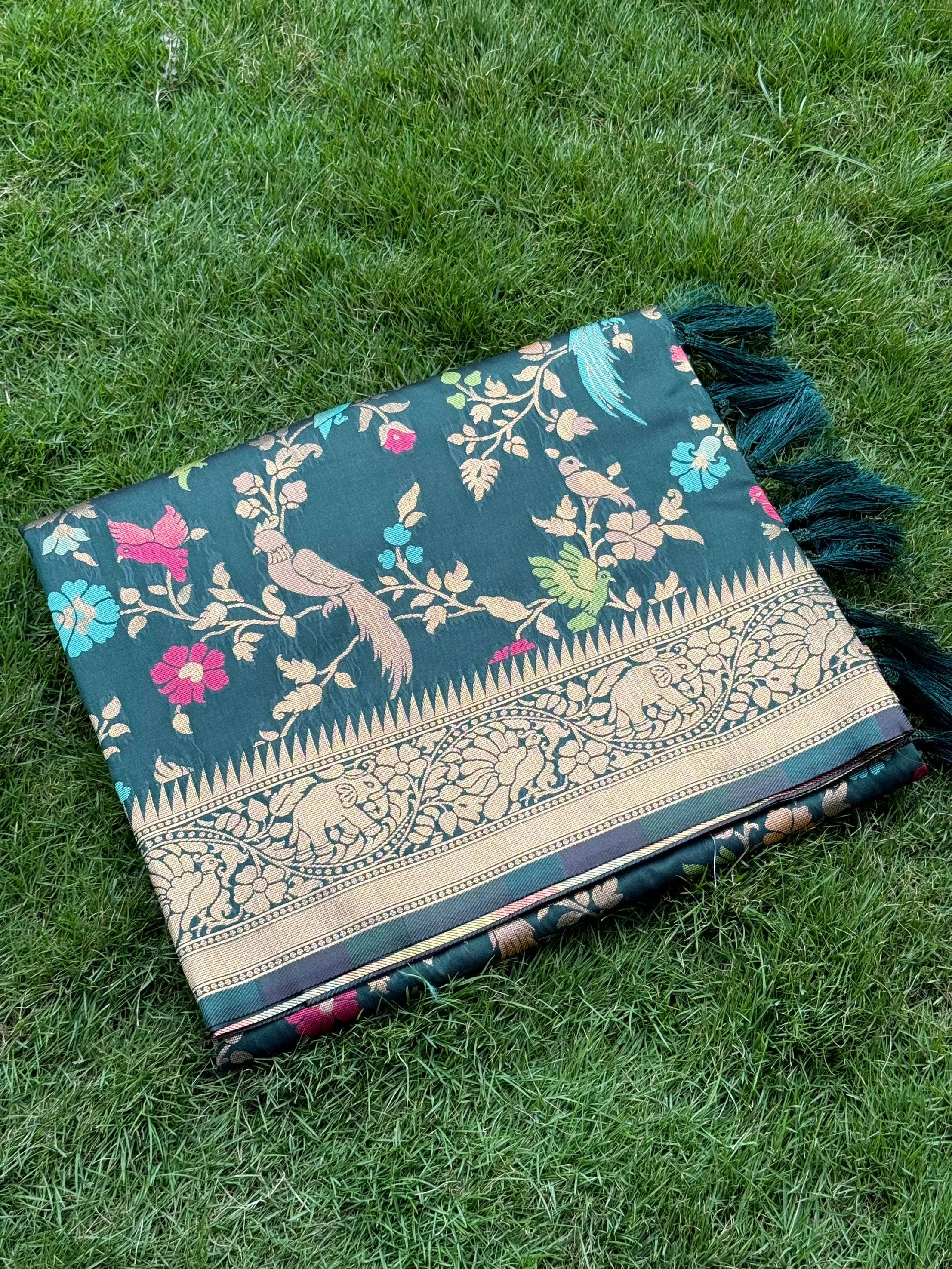 Green Kadi Minakari Banarasi Silk Saree