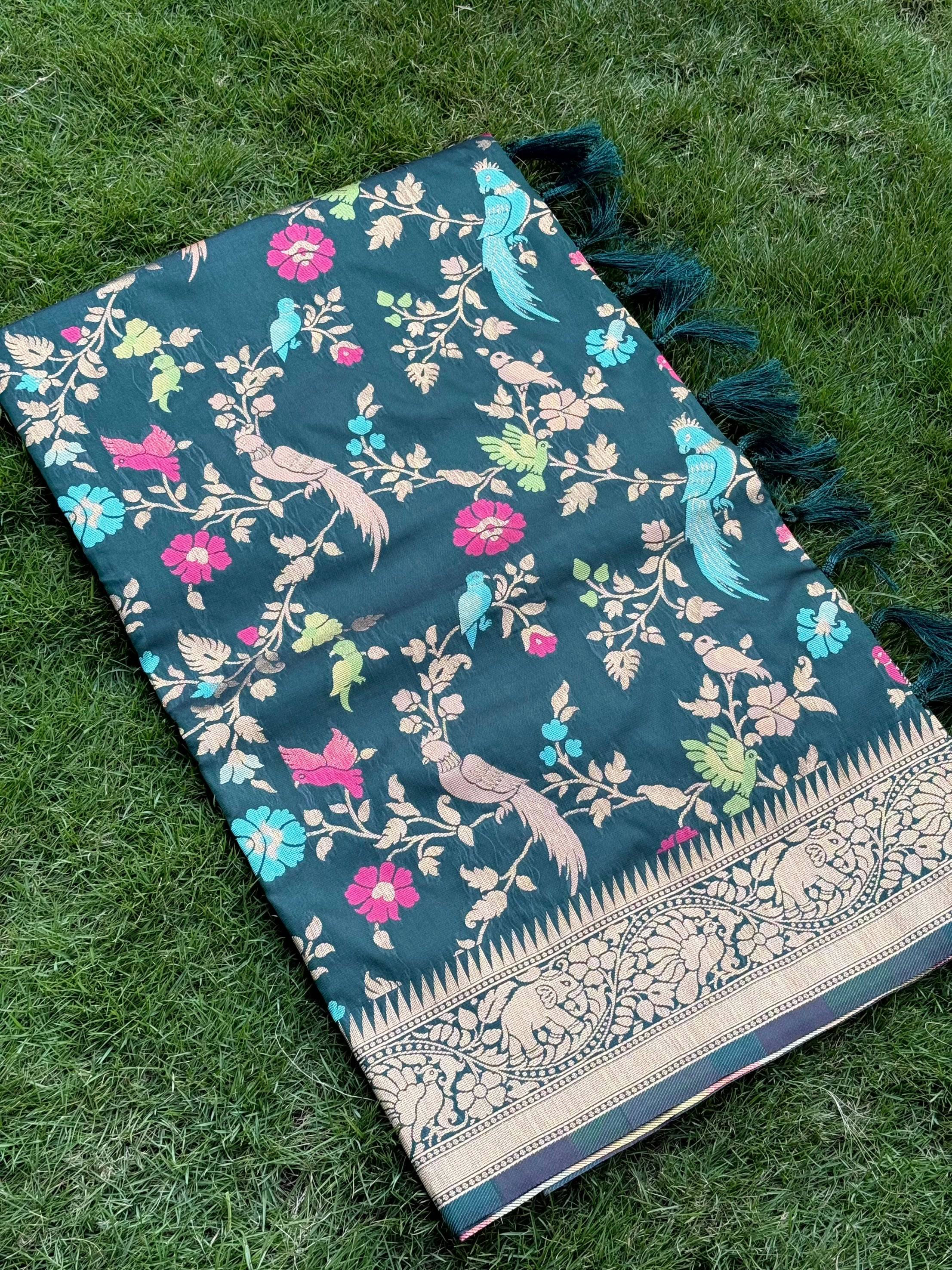 Green Kadi Minakari Banarasi Silk Saree