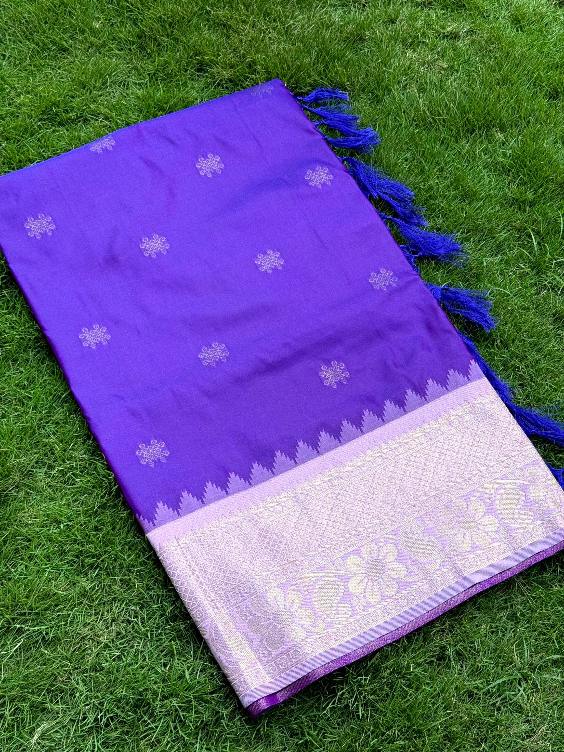 Purple Kolam Butti Gadwal Pattu Saree