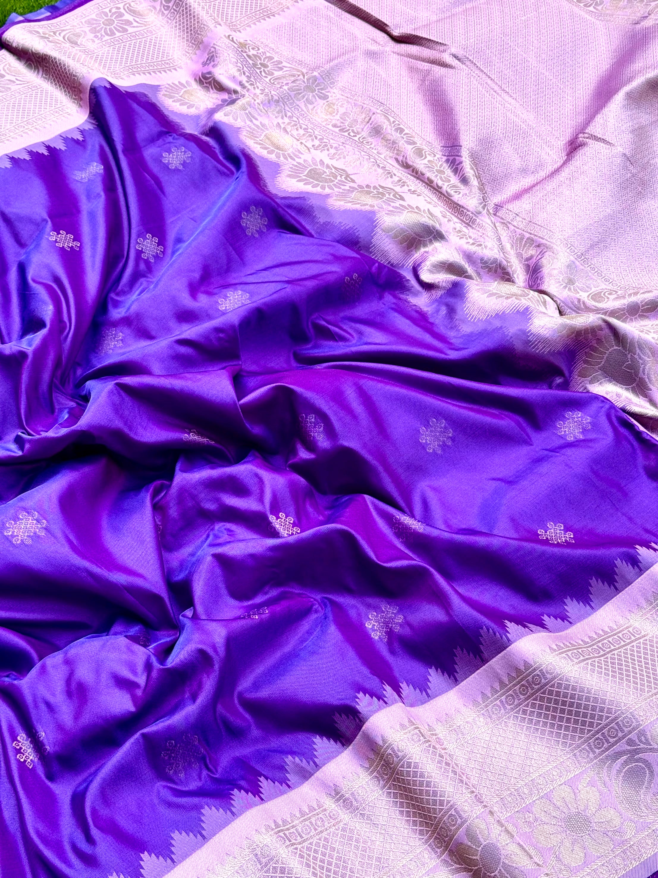 Purple Kolam Butti Gadwal Pattu Saree