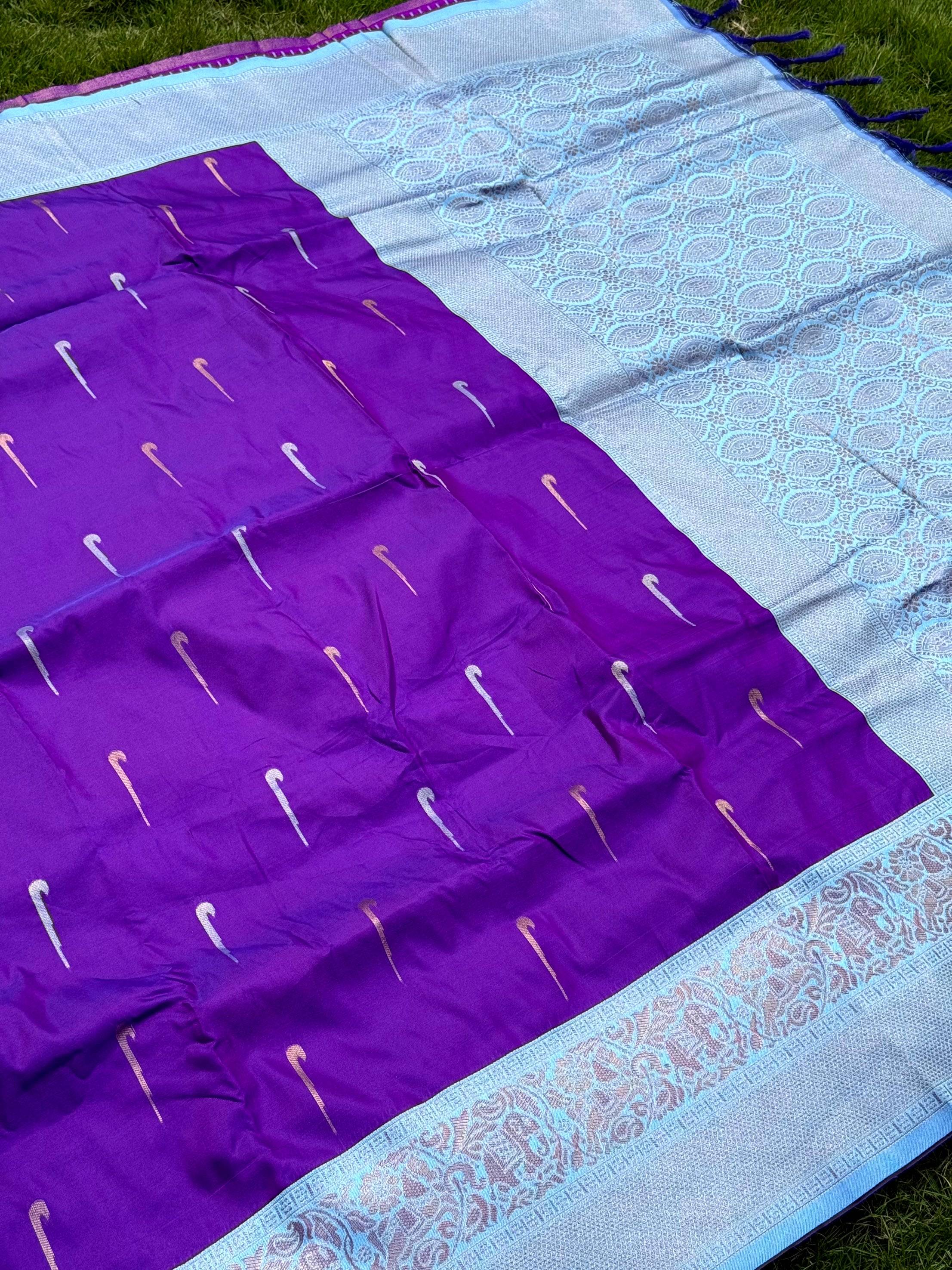 Purple Gold Zari Soft Silk Paithani Saree