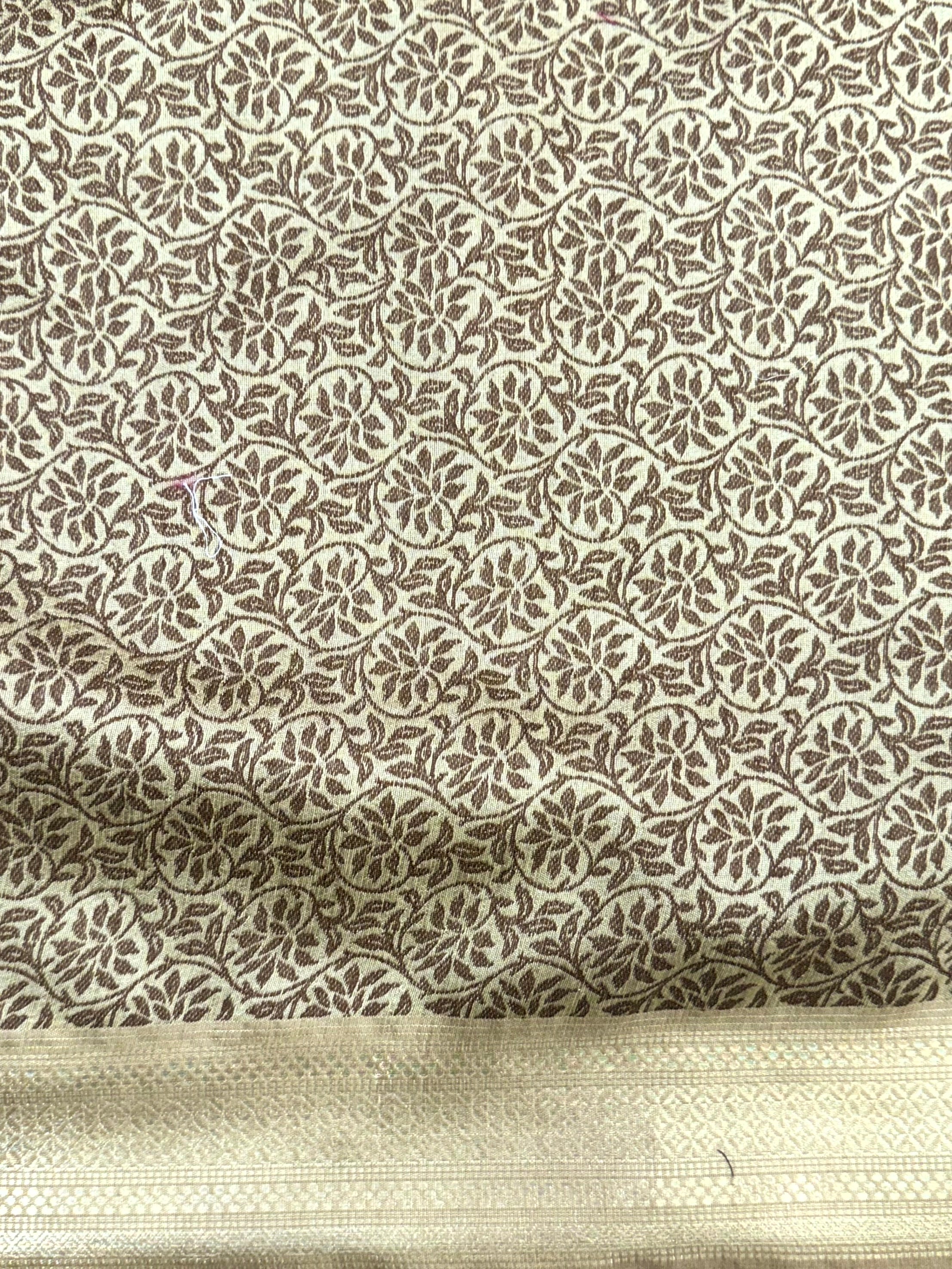 Radiant Brown Gold Zari Tissue Saree