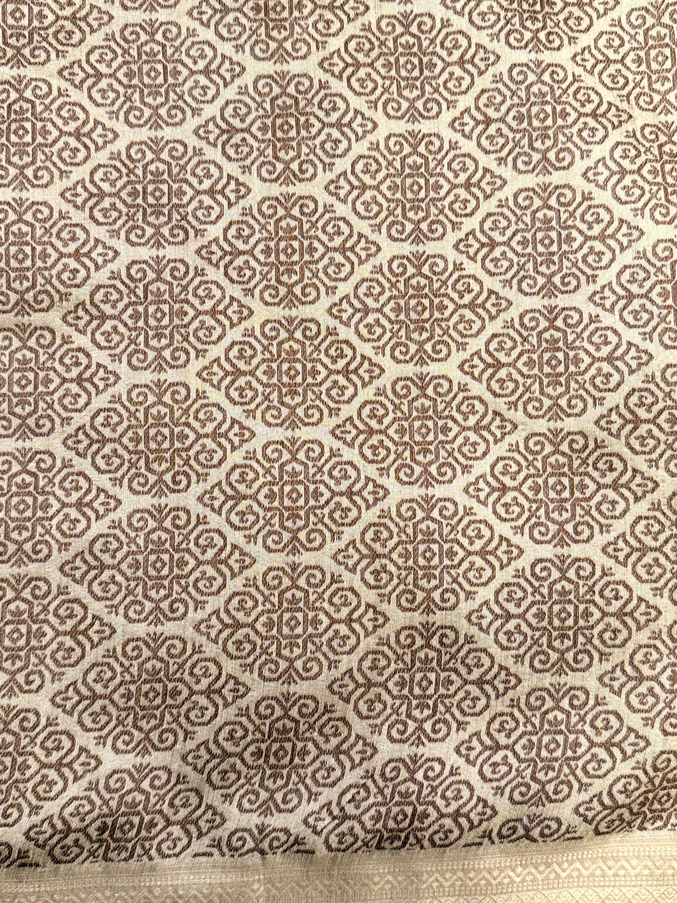 Elegant Brown Gold Zari Tissue Saree