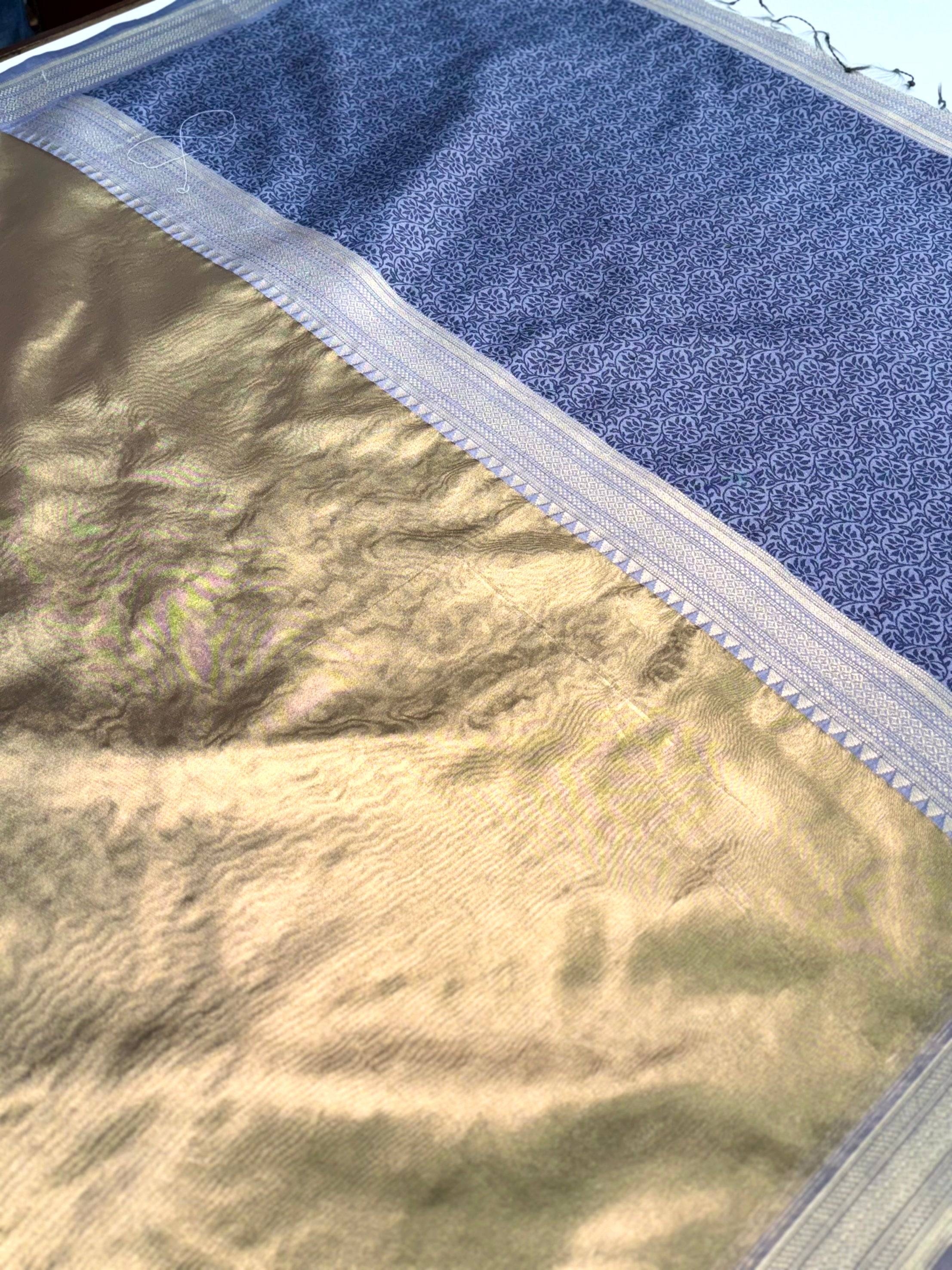 Radiant Lavender Gold Zari Tissue Saree