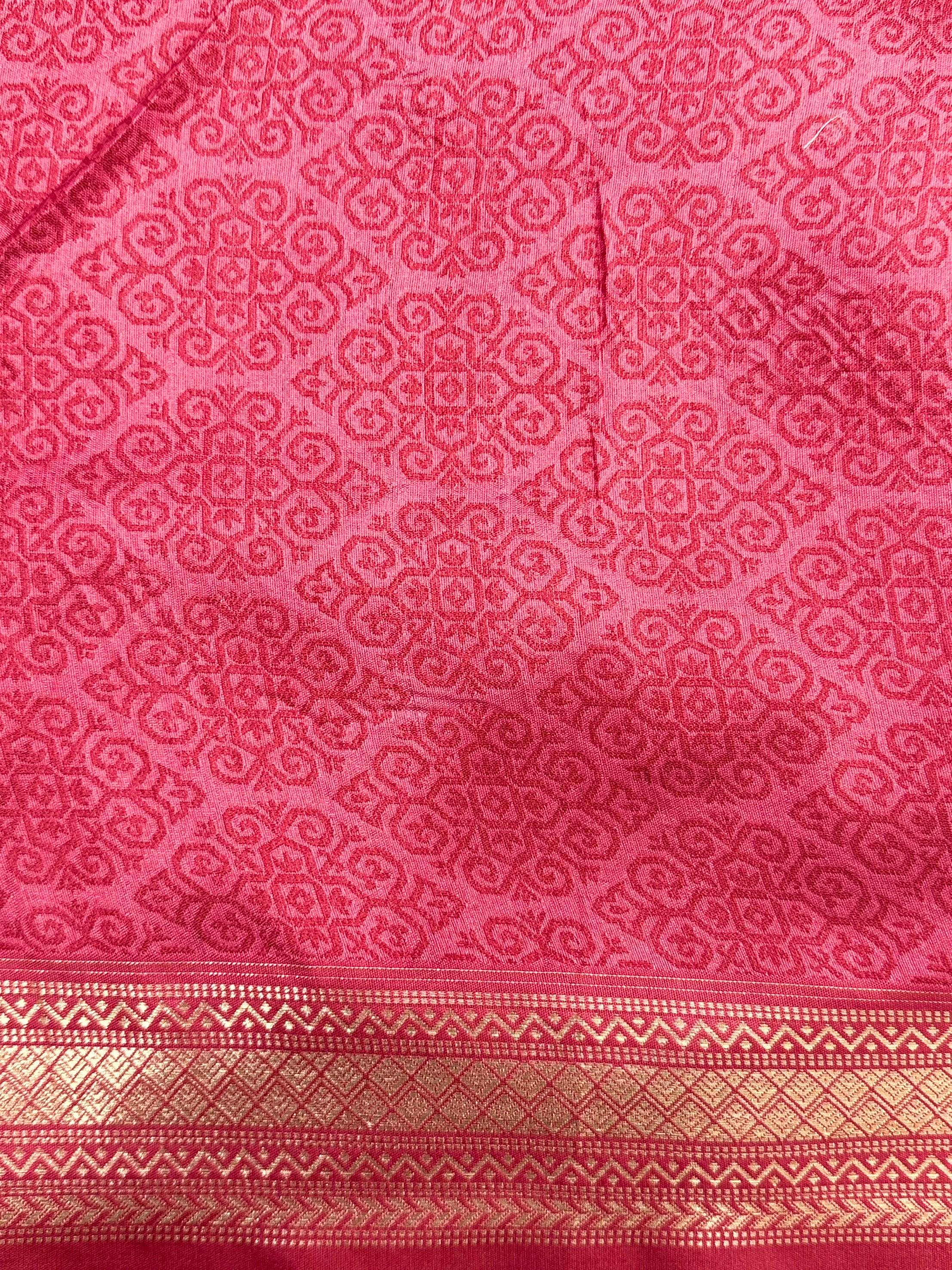 Elegant Pink Gold Zari Tissue Saree