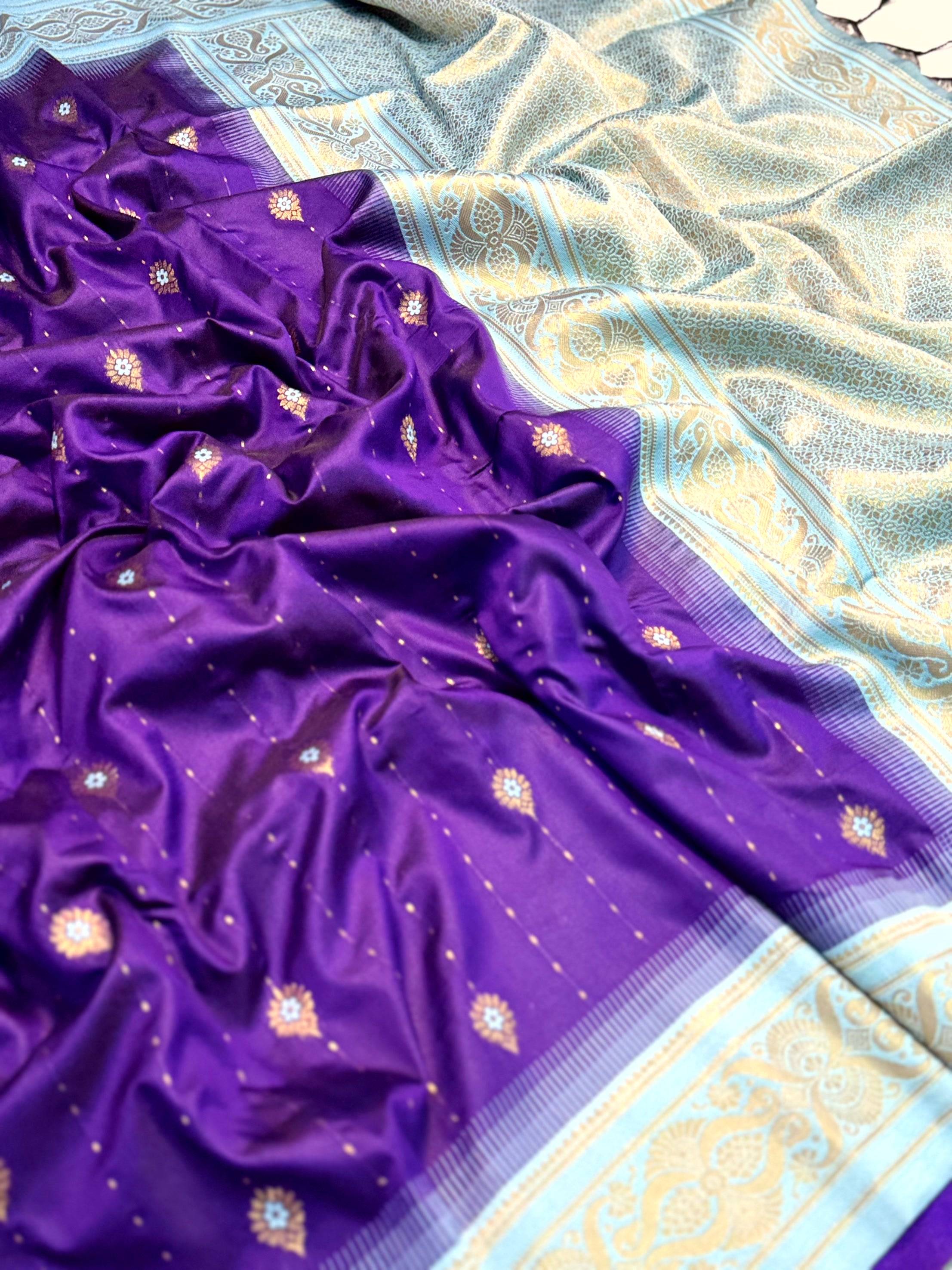 Traditional Purple Gadwal Soft Silk Saree