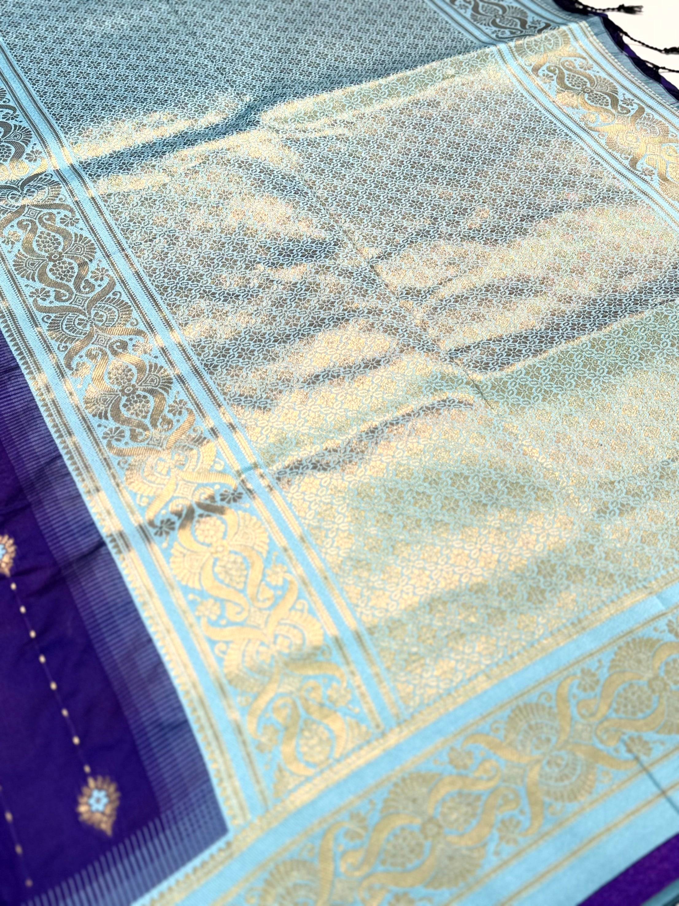 Traditional Purple Gadwal Soft Silk Saree