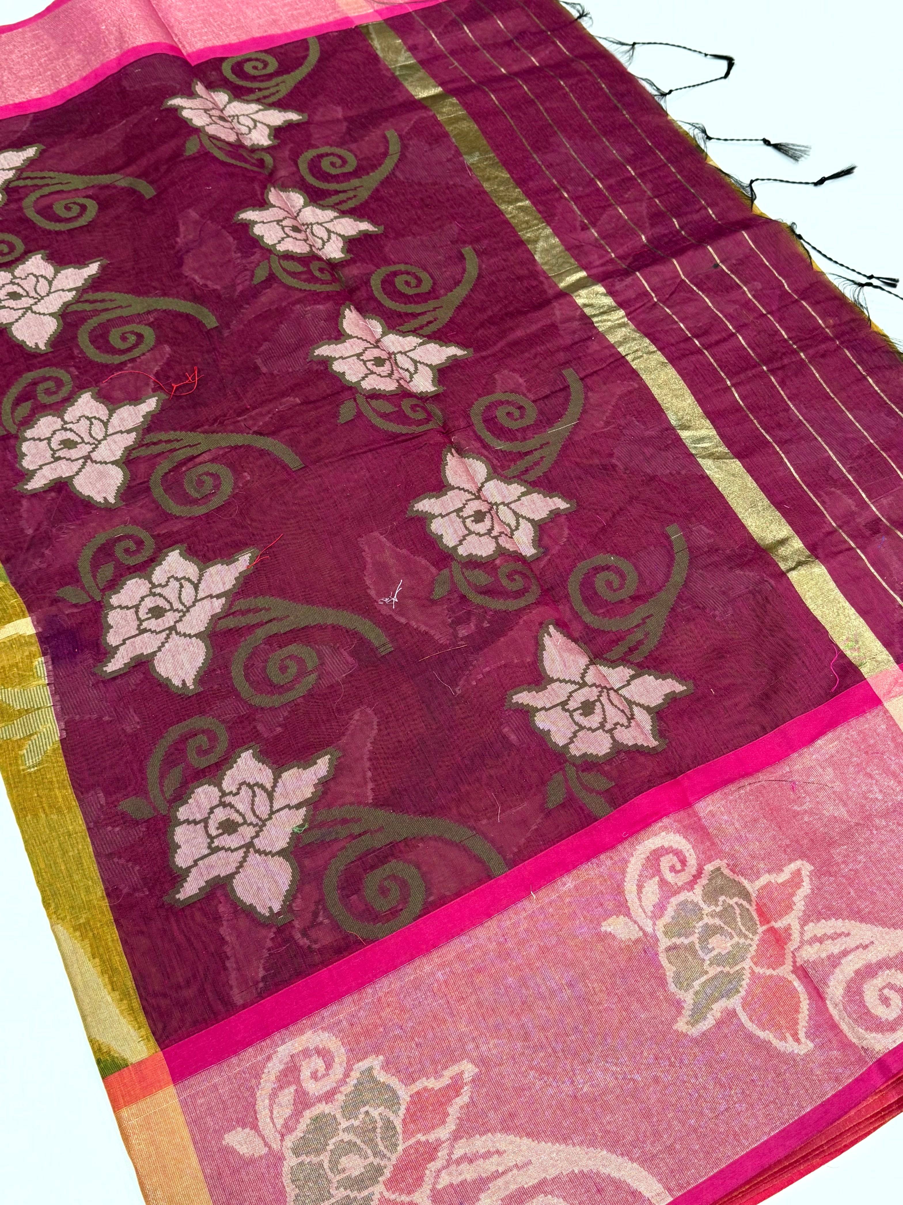 Yellow Soft Chanderi Pochampally Ikkat Saree