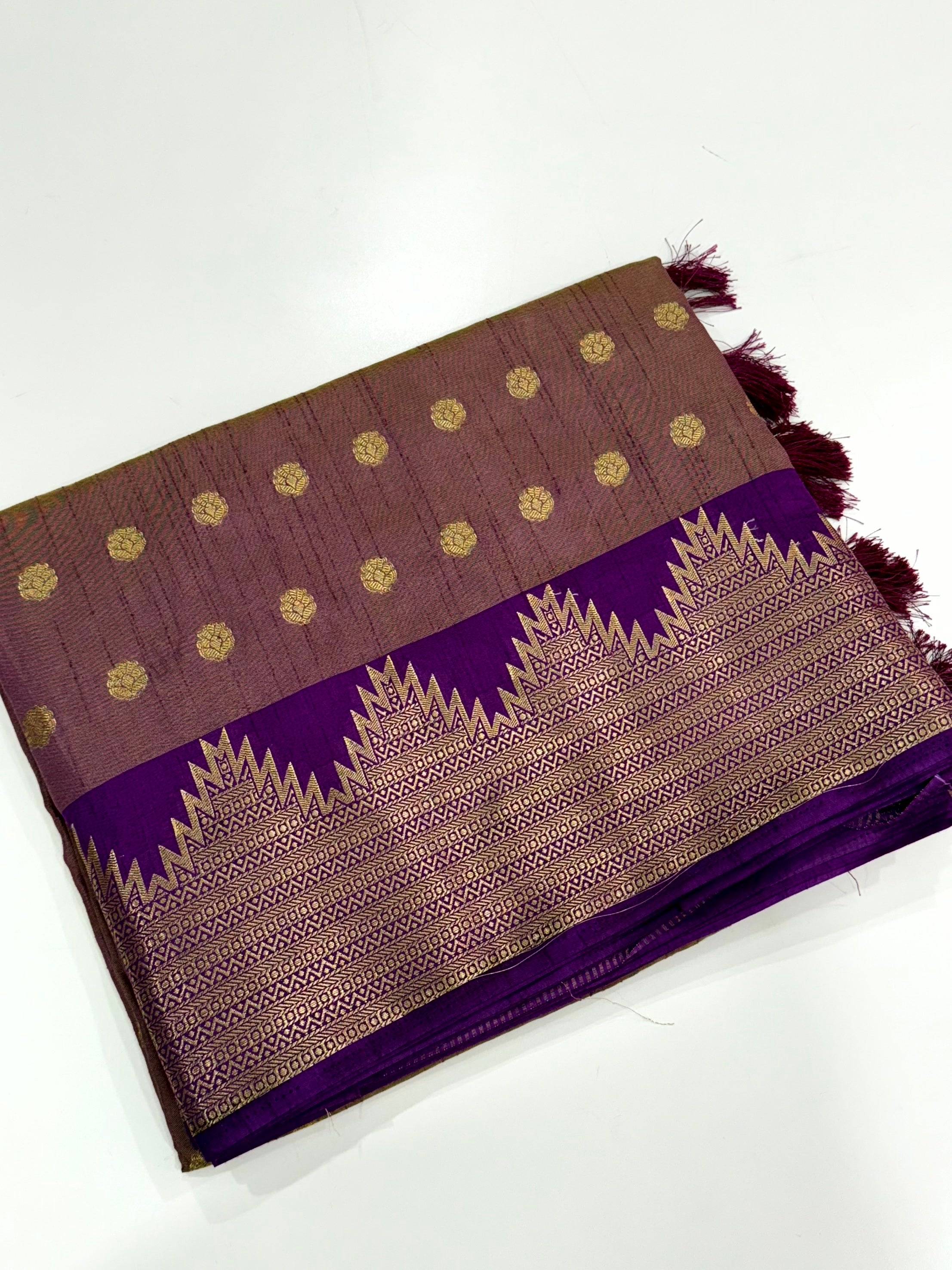 Choco Hand Dyed Raw Silk Saree