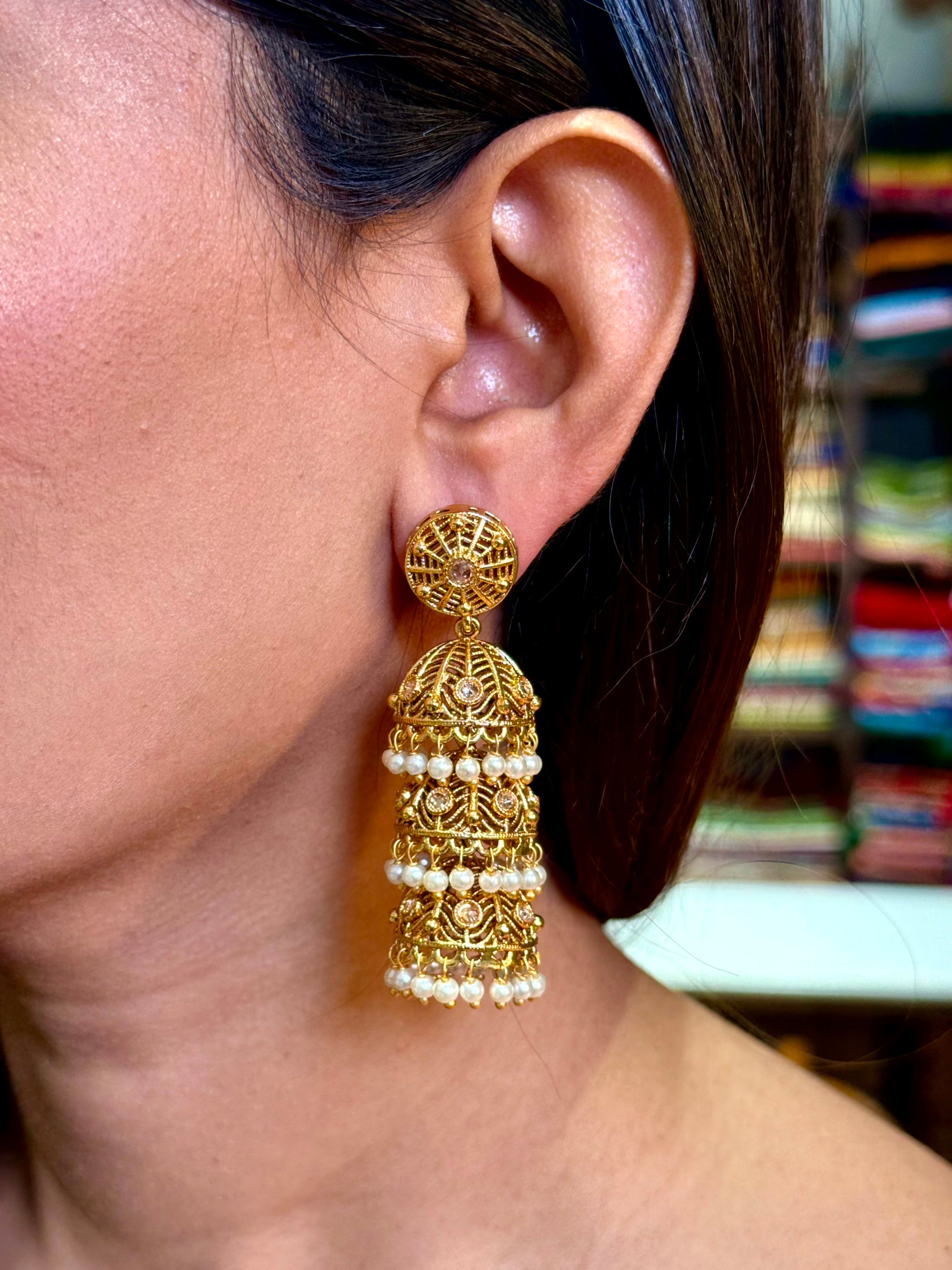 Antique Layered Pearl Earrings