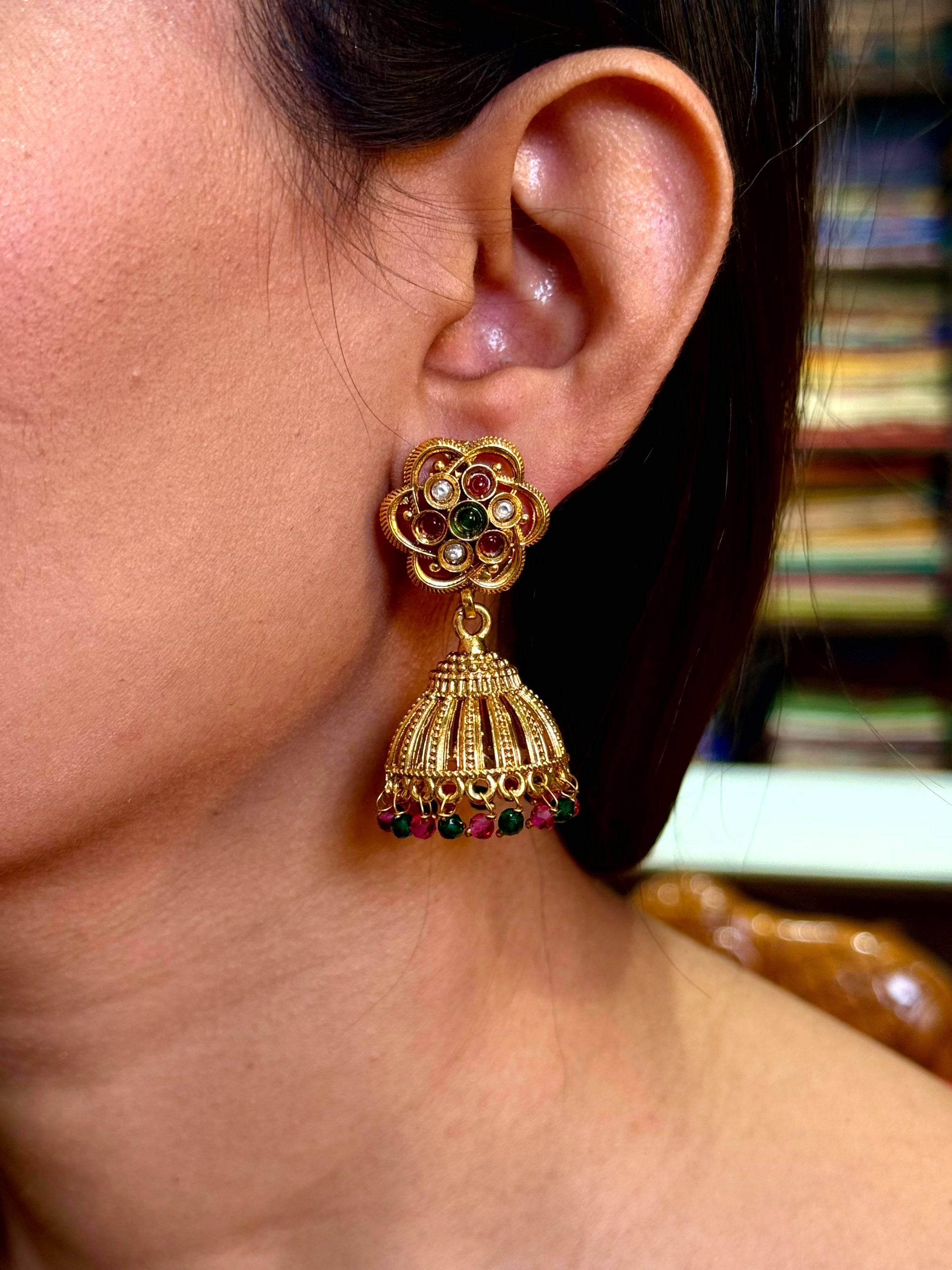 Multicolor Floral Stone Earrings