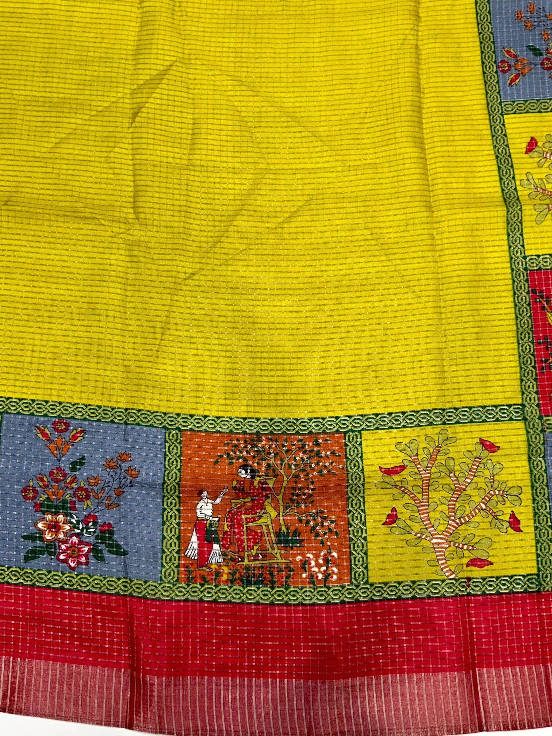 Olive Pure Viscose Kalalmkari Print Saree