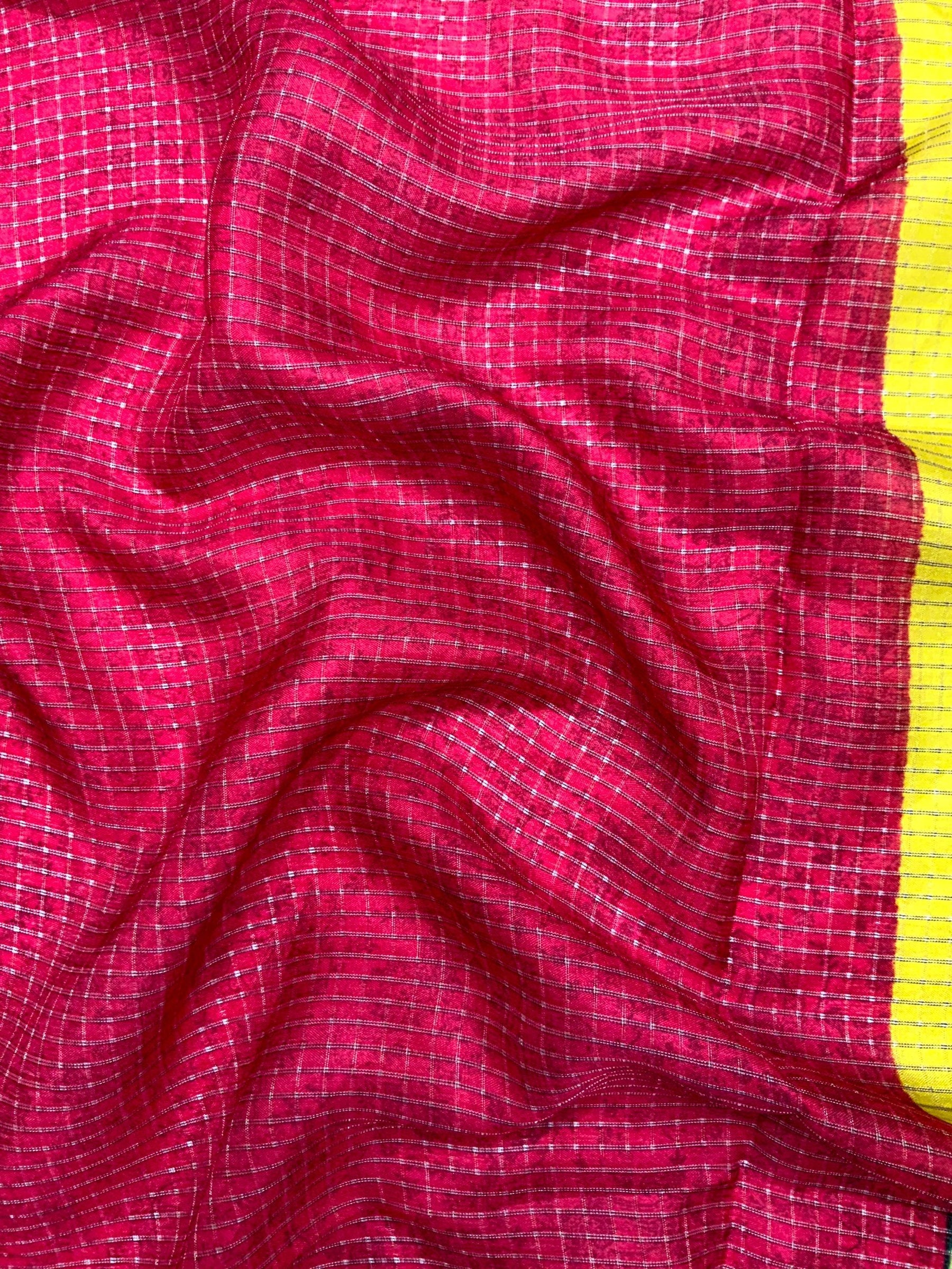 Olive Pure Viscose Kalalmkari Print Saree
