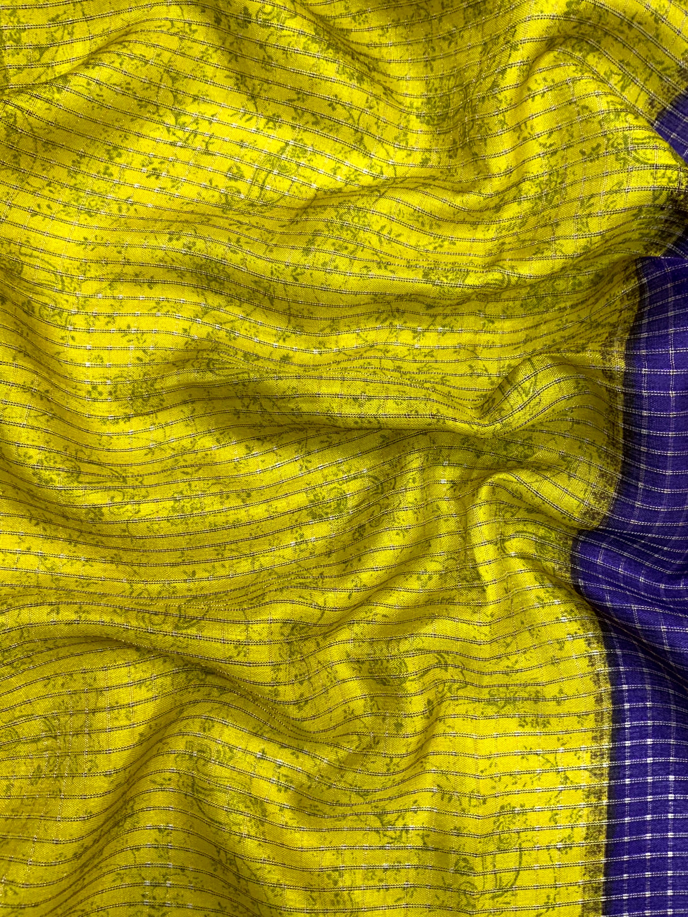 Royal Blue Tussar Kalalmkari Print Saree