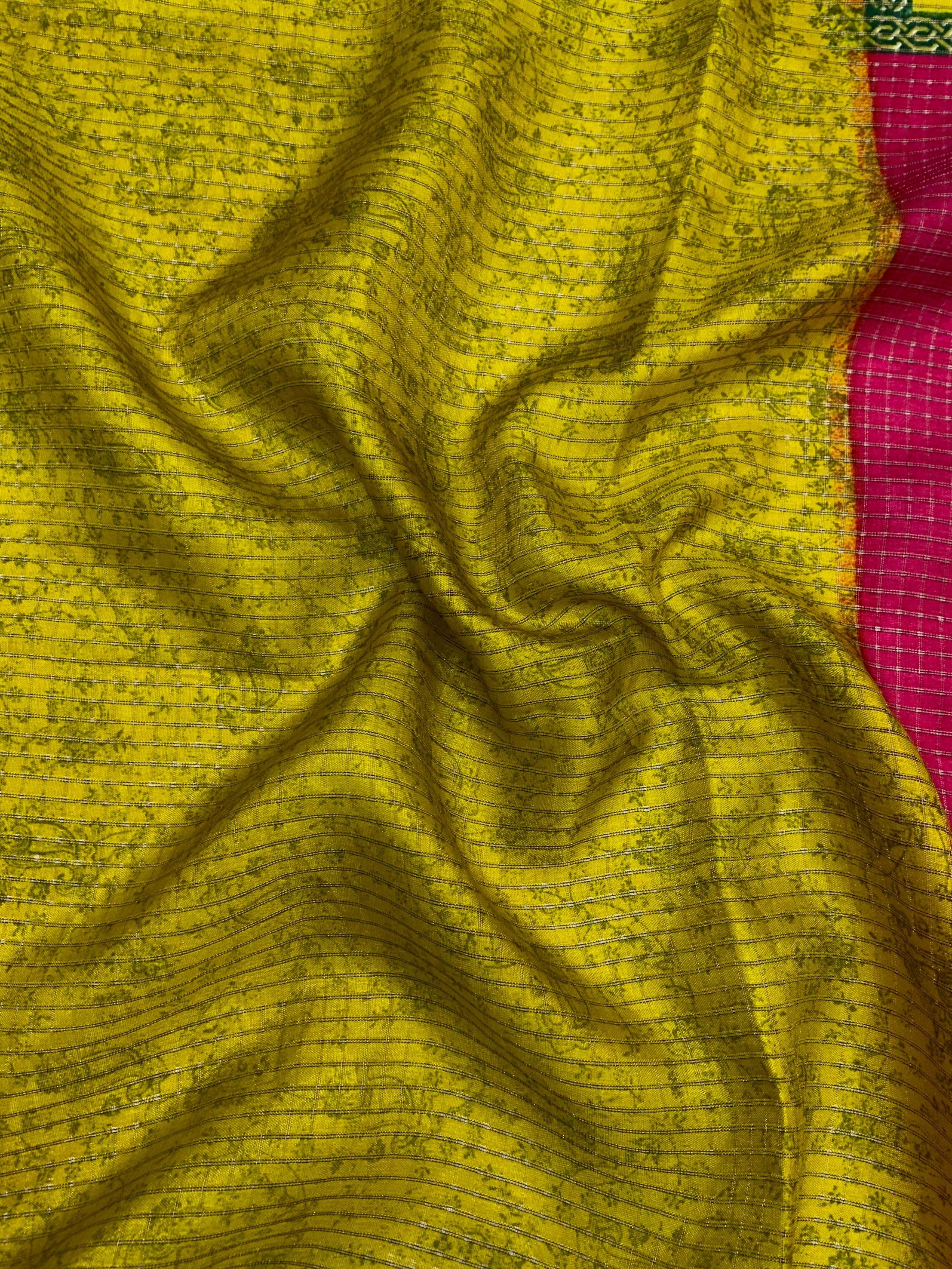 Magenta Tussar Kalalmkari Print Saree