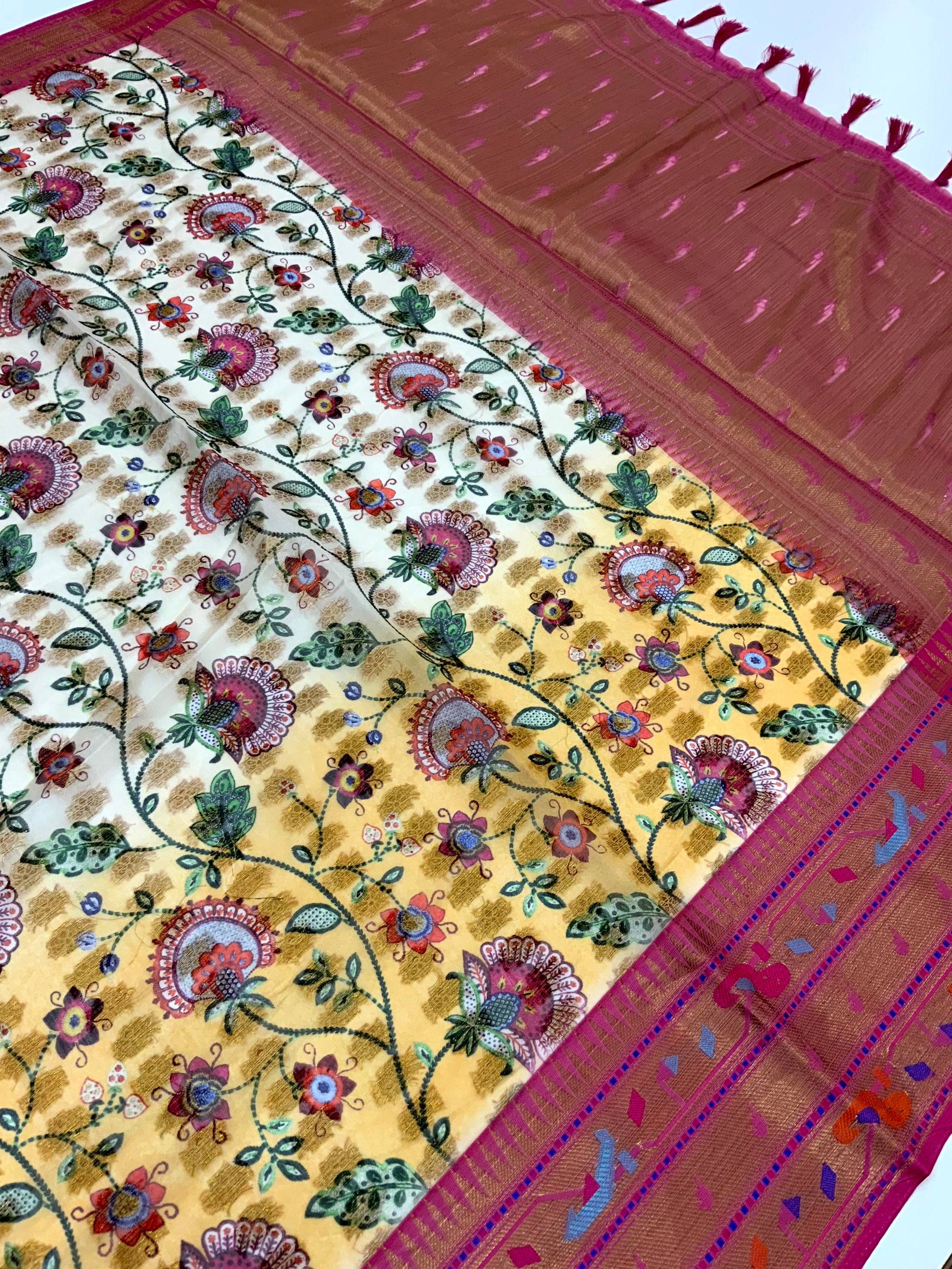 Radiance Kalamkari Printed Tissue Saree