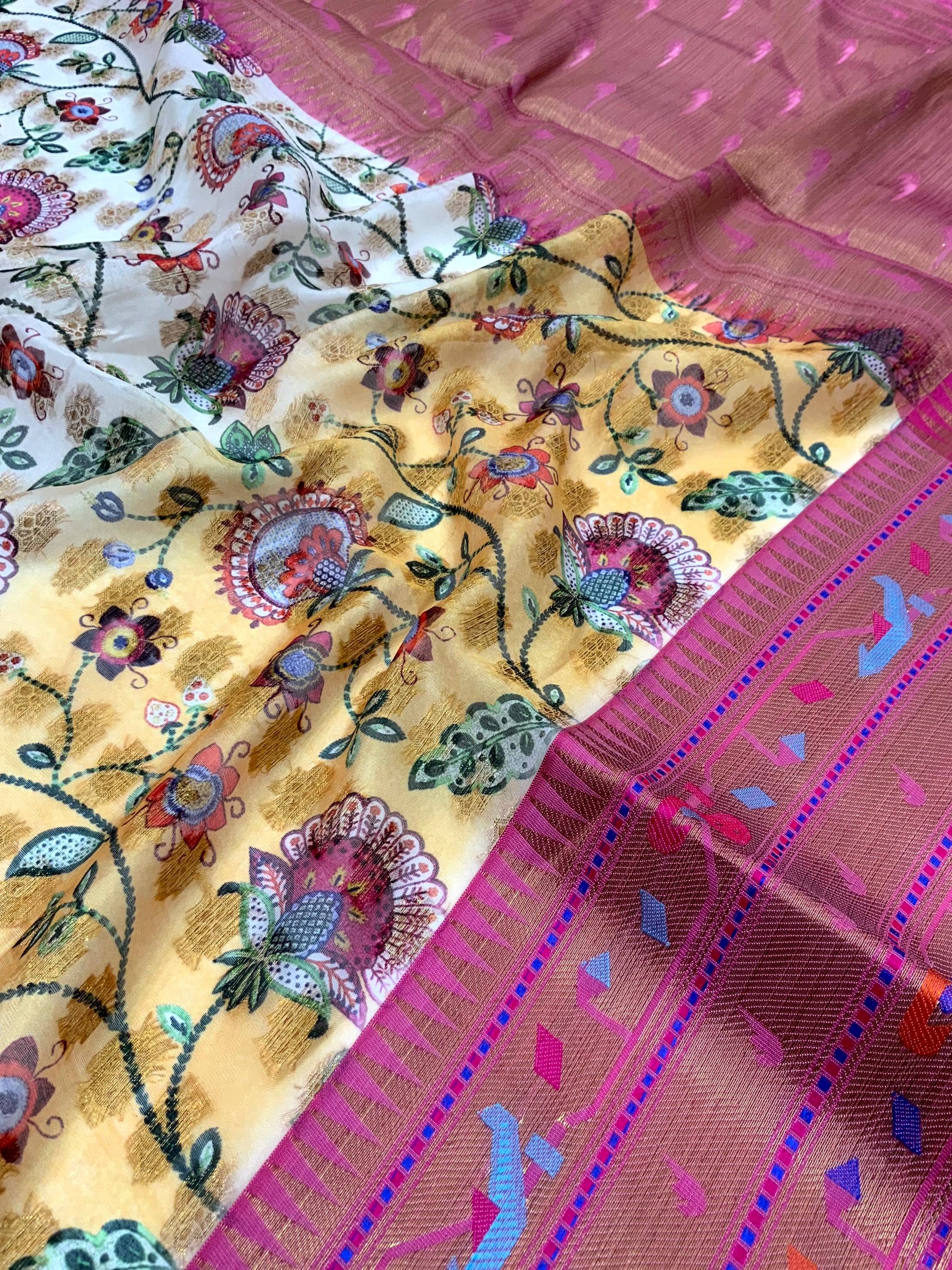Radiance Kalamkari Printed Tissue Saree