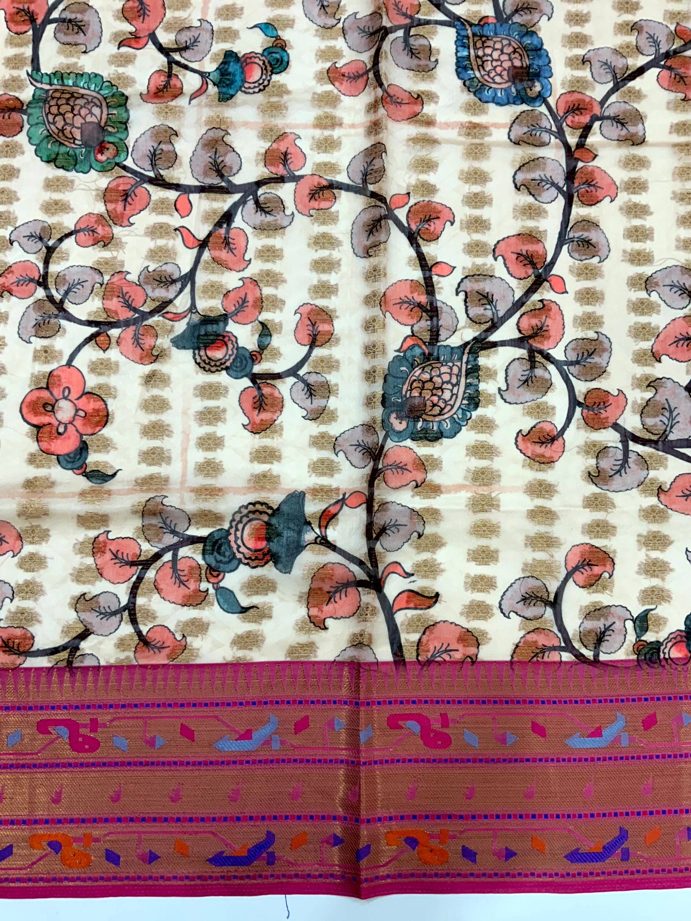 Elevate Kalamkari Printed Tissue Saree